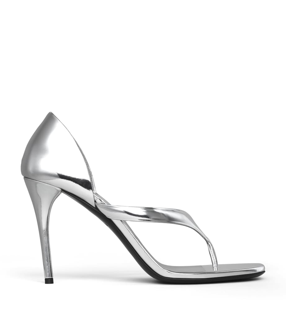 Alaïa Laminated Leather Infradito Sandals 90 White Silver Image 1