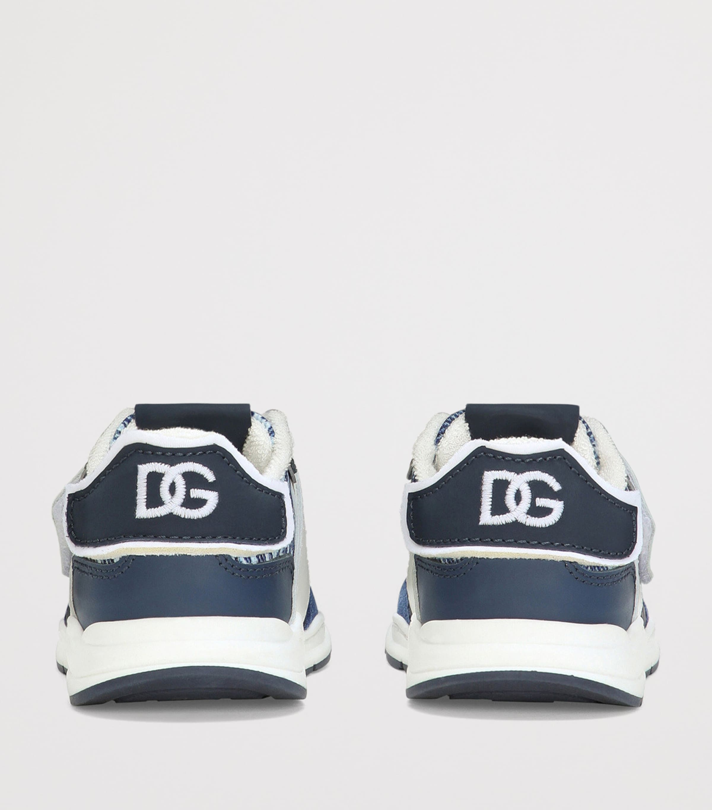 Dolce&Gabbana Kids Patchwork Denim Velcro Sneakers Hbxcc Dg Azzurro F.d Image 3