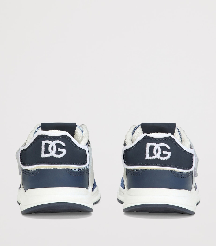 Dolce&Gabbana Kids Patchwork Denim Velcro Sneakers Hbxcc Dg Azzurro F.d Image 3