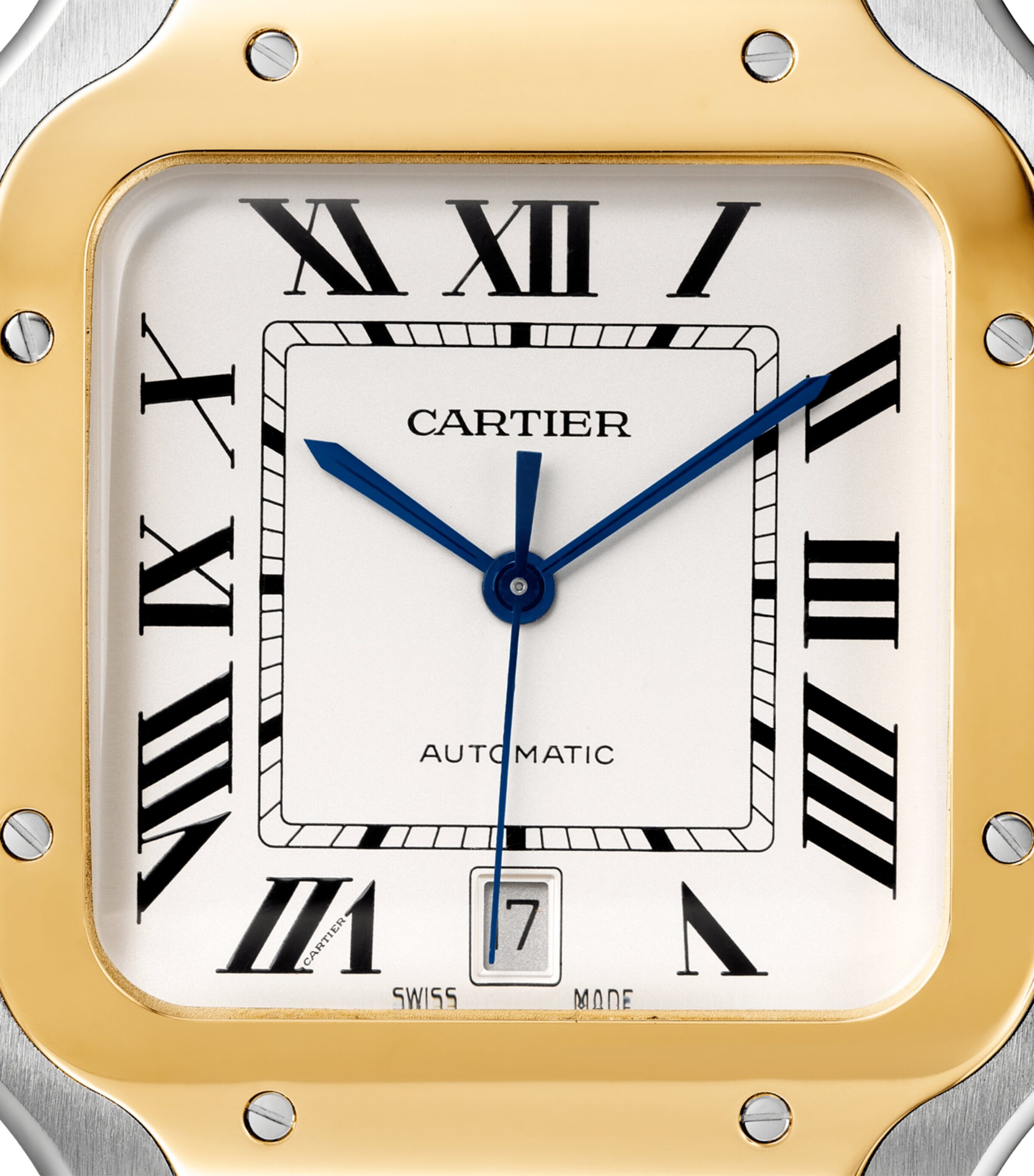 Stainless Steel and Yellow Gold Santos de Cartier Watch 39.8mm WHITE Image 10