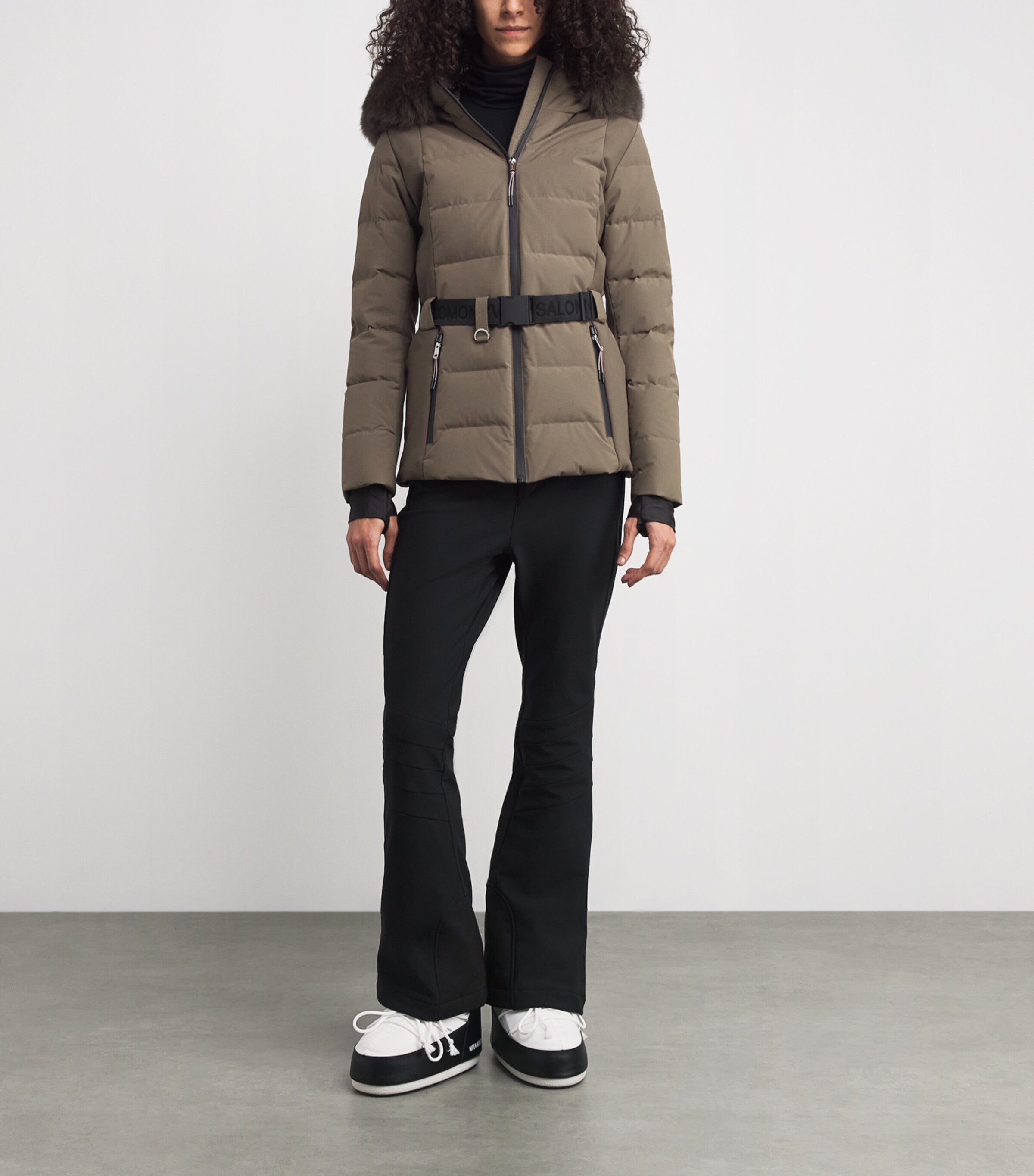 Down-Fox Fur Belted Ski Jacket A8207 Image 2