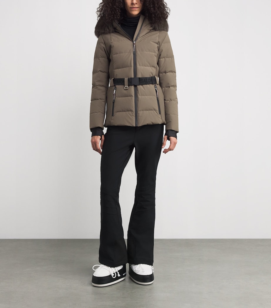 Down-Fox Fur Belted Ski Jacket A8207 Image 2