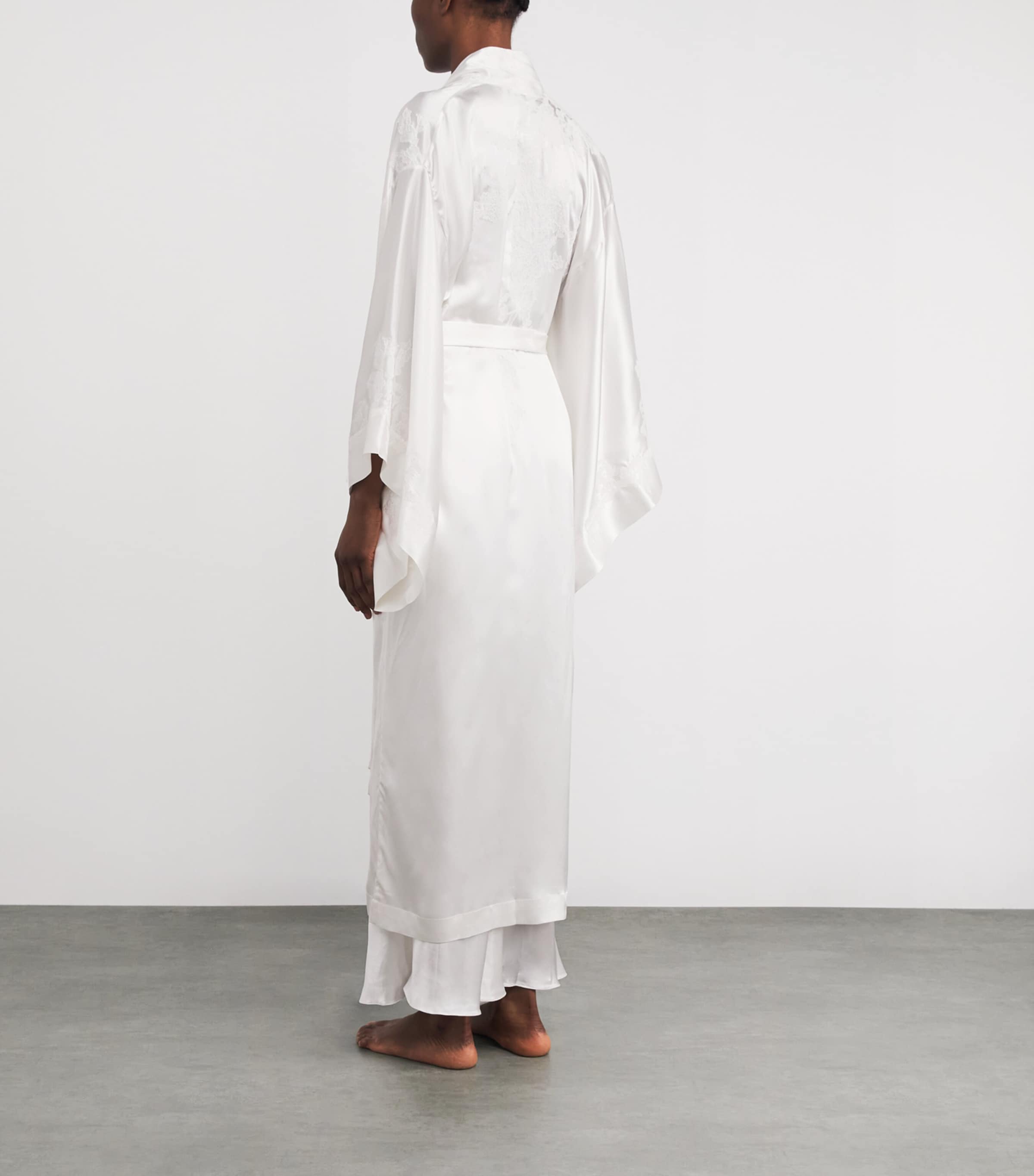 Silk Maxi Kimono Robe WHITE/WHITE Image 3