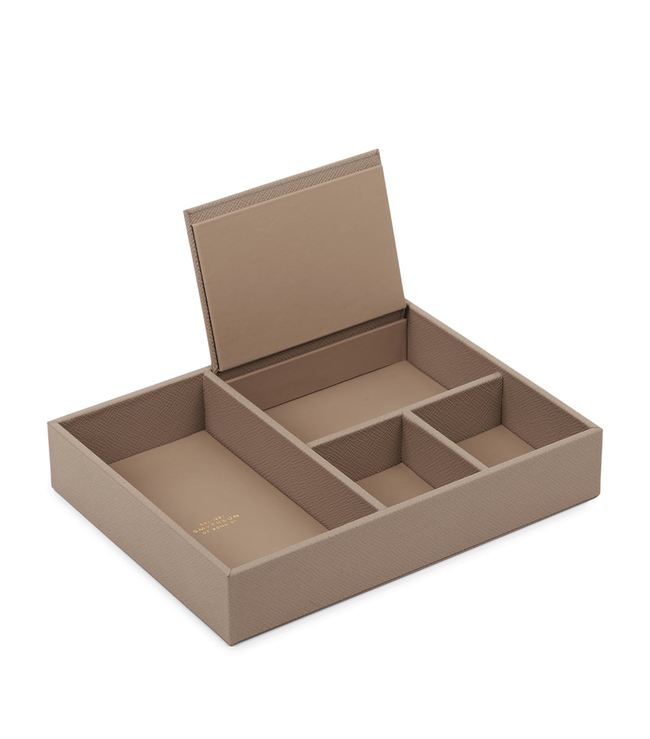 Smythson Panama Leather Valet Tray Sdstone Image 1