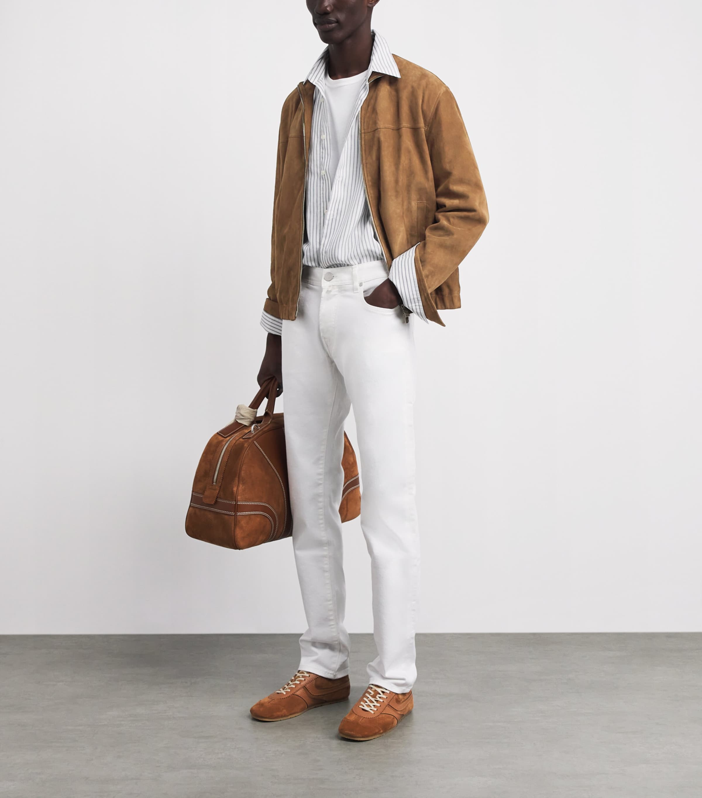 JACOB COHËN Mens Suede Zip-Up Jacket Brown Image 2