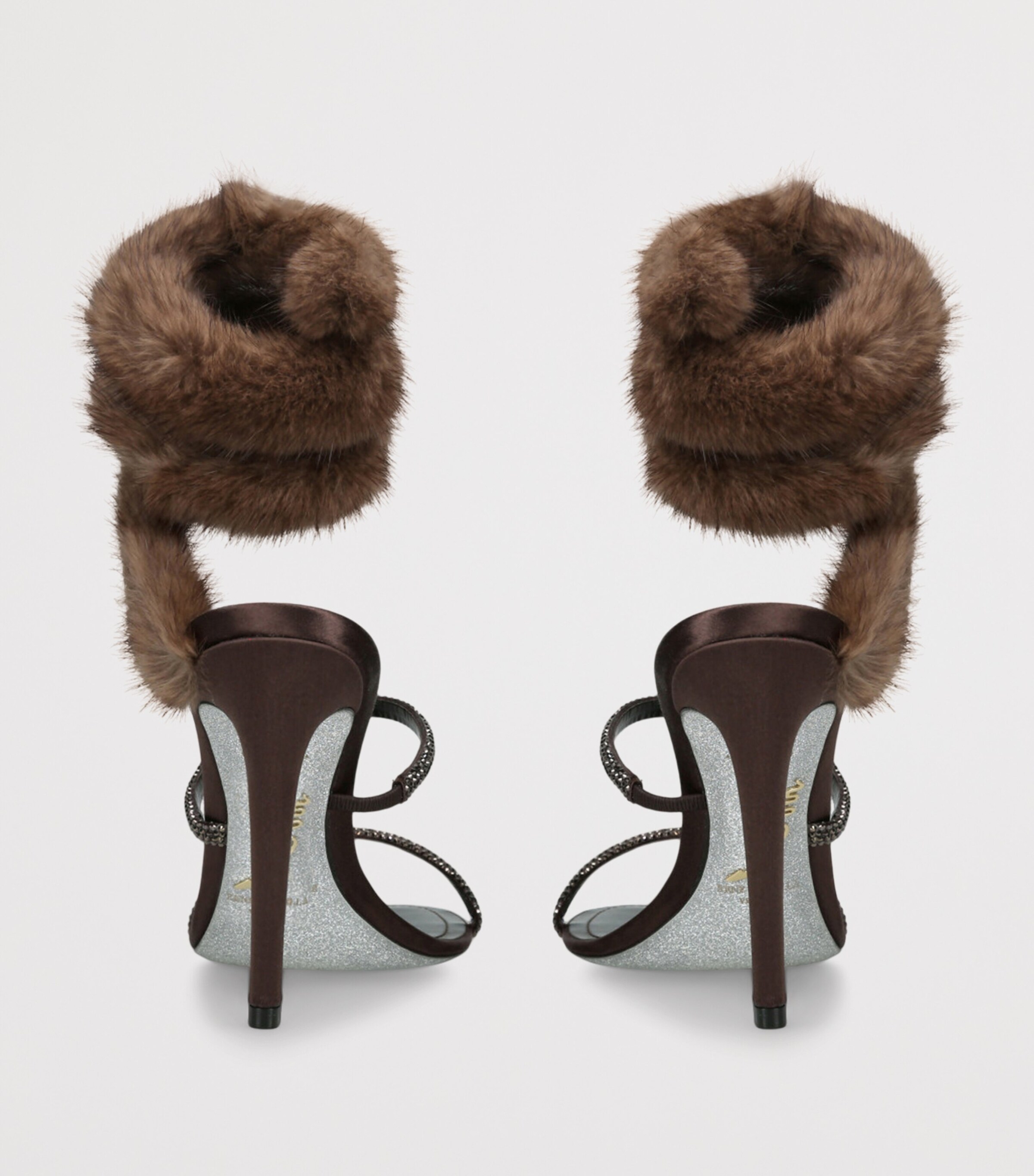 René Caovilla Brown Fur-Trim Cleo Sandals 105 | Harrods US