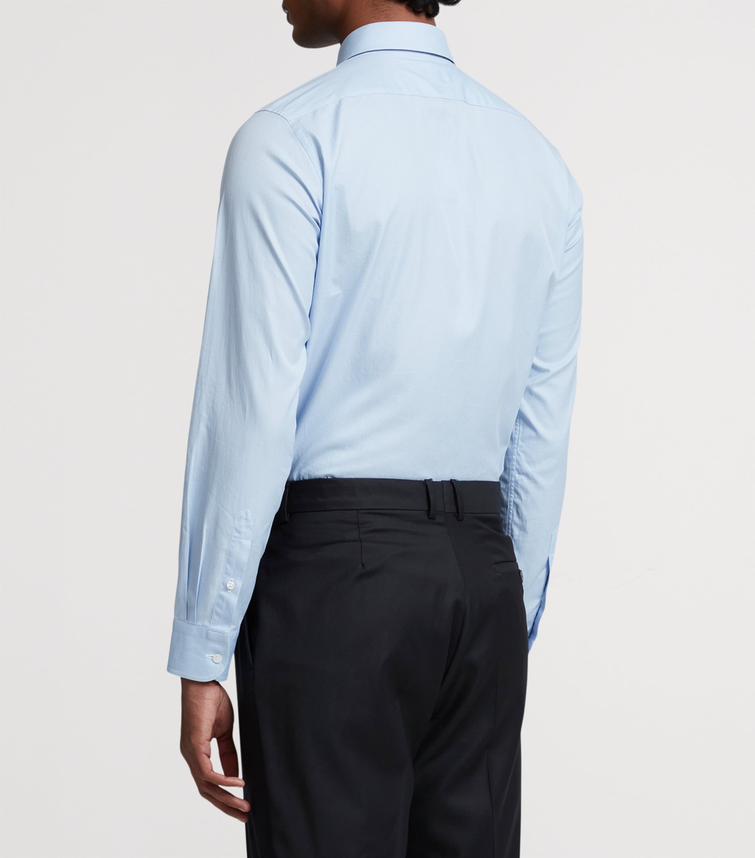 Cotton Micro Check Dress Shirt 442SKY BLUE Image 3