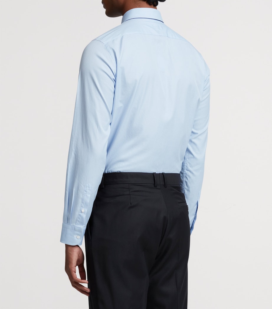 Cotton Micro Check Dress Shirt 442SKY BLUE Image 3