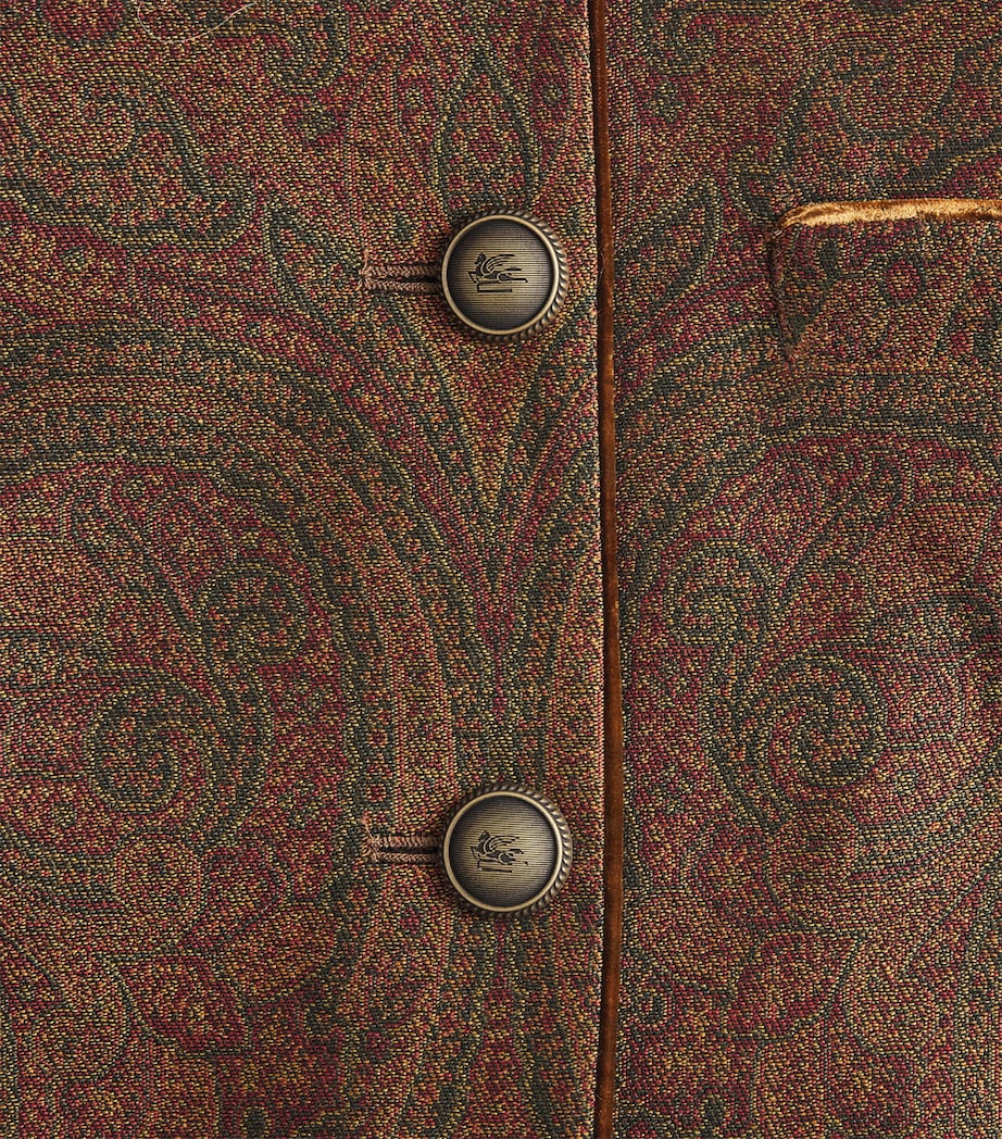 Etro Womens Paisley Cropped Jacket Multi/green Bs Image 6