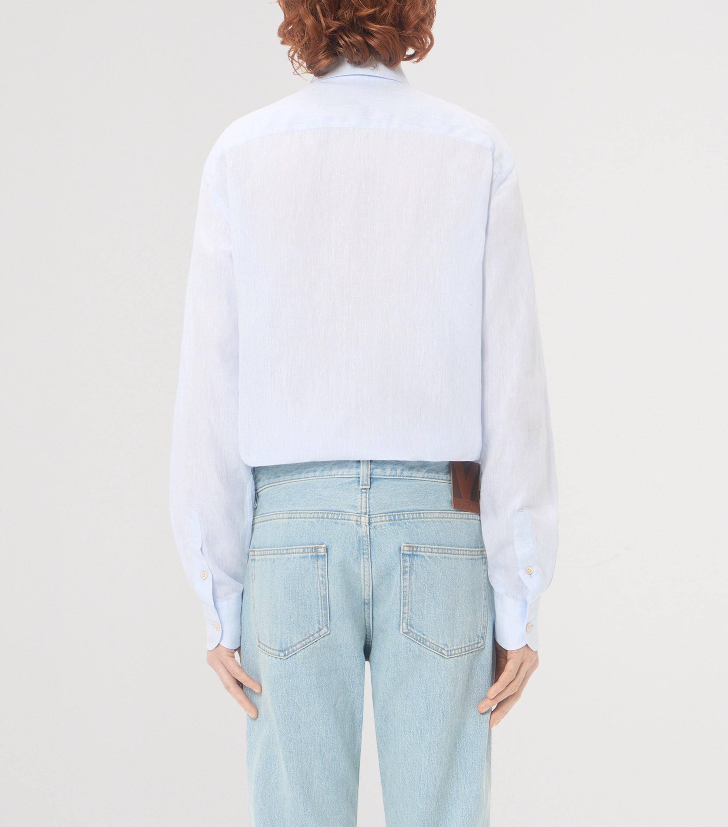 Valentino Mens Linen VLogo Embroidery Shirt Image 5