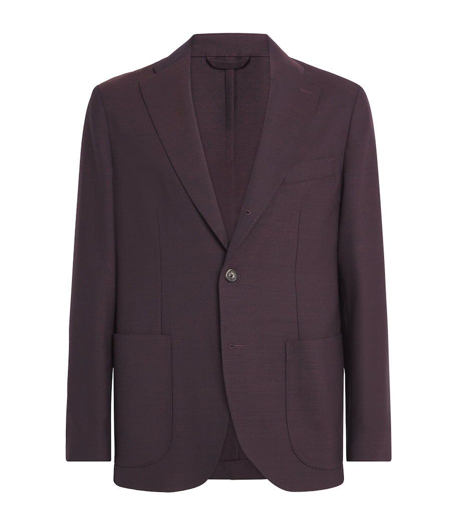 Eton Mens Lana Tech Blazer Dark Red Image 1