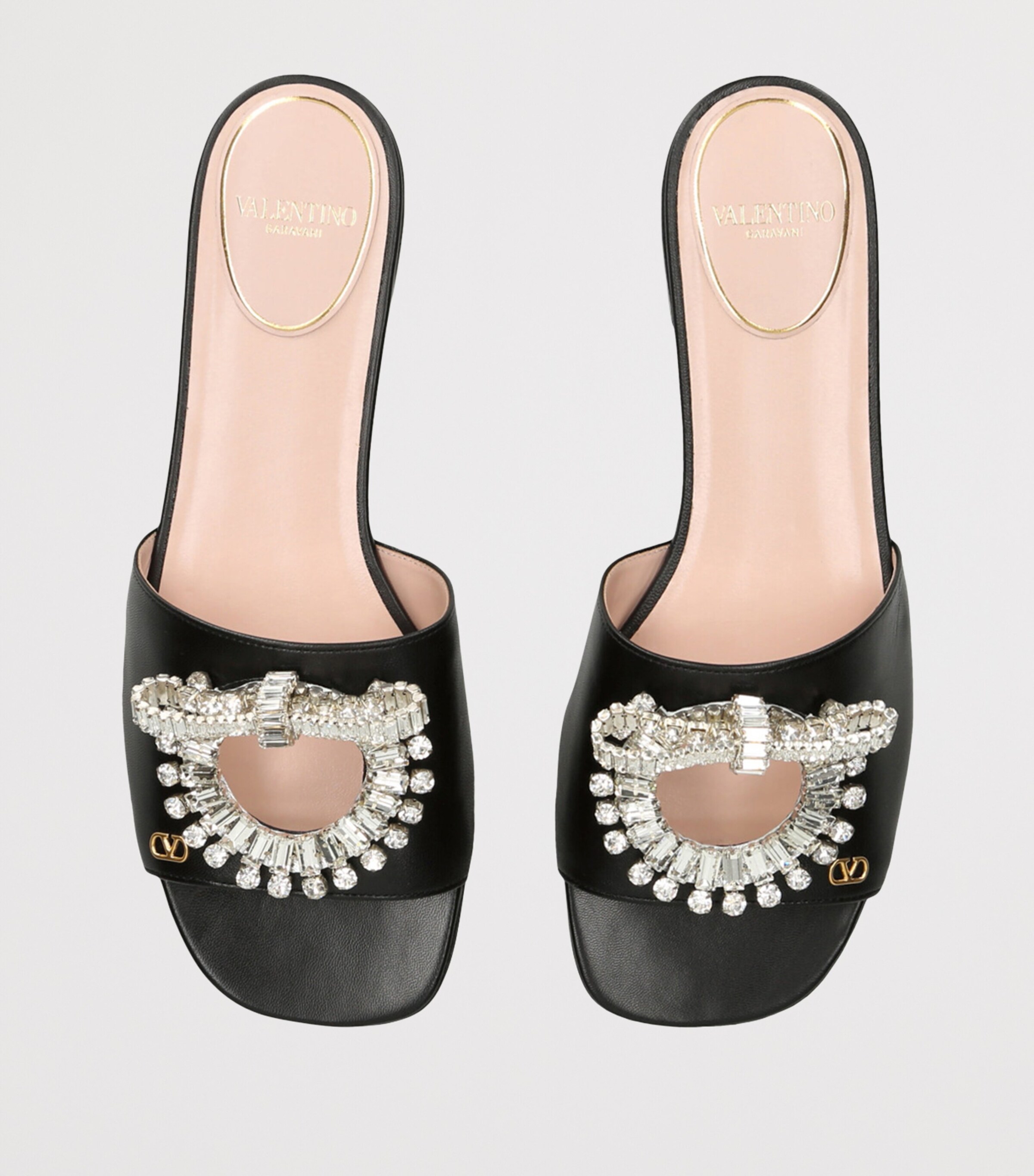 Valentino Garavani Leather Crystal-Embellished Adamantine Sandals Black/comb Image 4