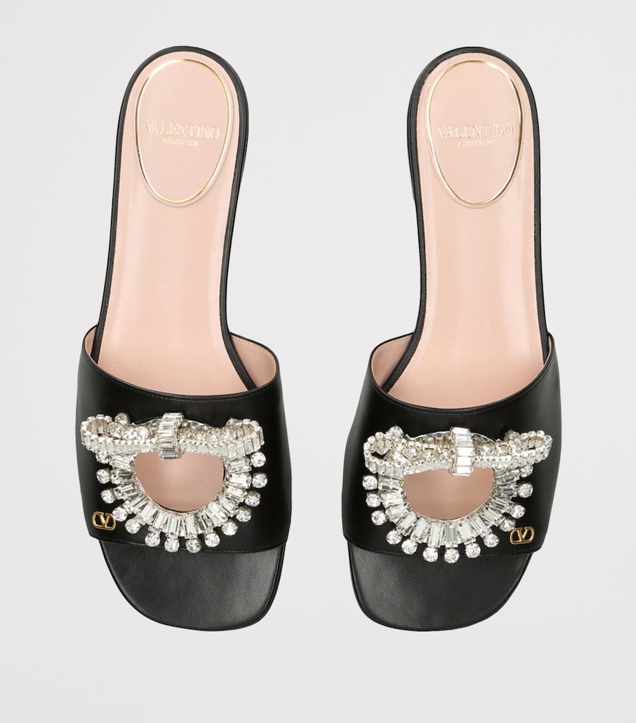 Valentino Garavani Leather Crystal-Embellished Adamantine Sandals Black/comb Image 4