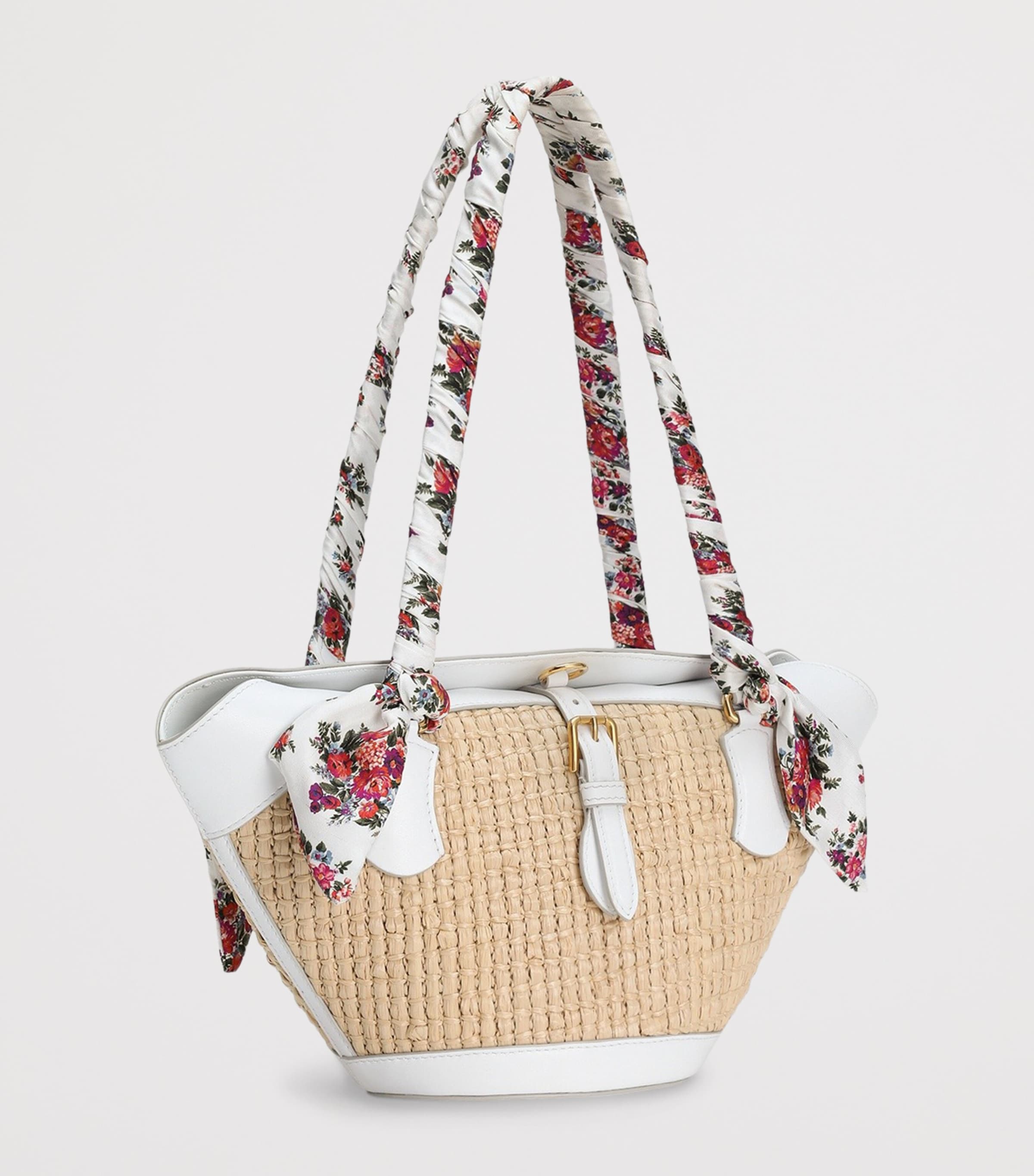 Dolce&Gabbana Raffia Capri Coppa Shoulder Bag Crema/bia Image 3