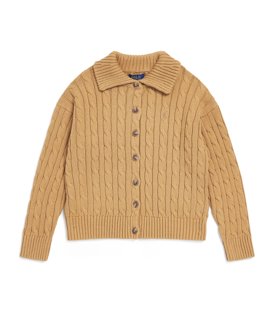 Ralph Lauren Kids Cotton Cable-Knit Cardigan (7-14 Years) Berkshire Tan Image 1