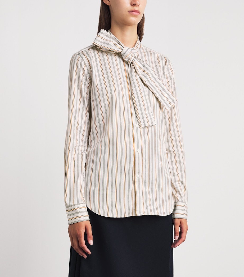 Polo Ralph Lauren Womens Cotton Tie-Neck Slim-Fit Shirt Crm Brwn Rd Image 4