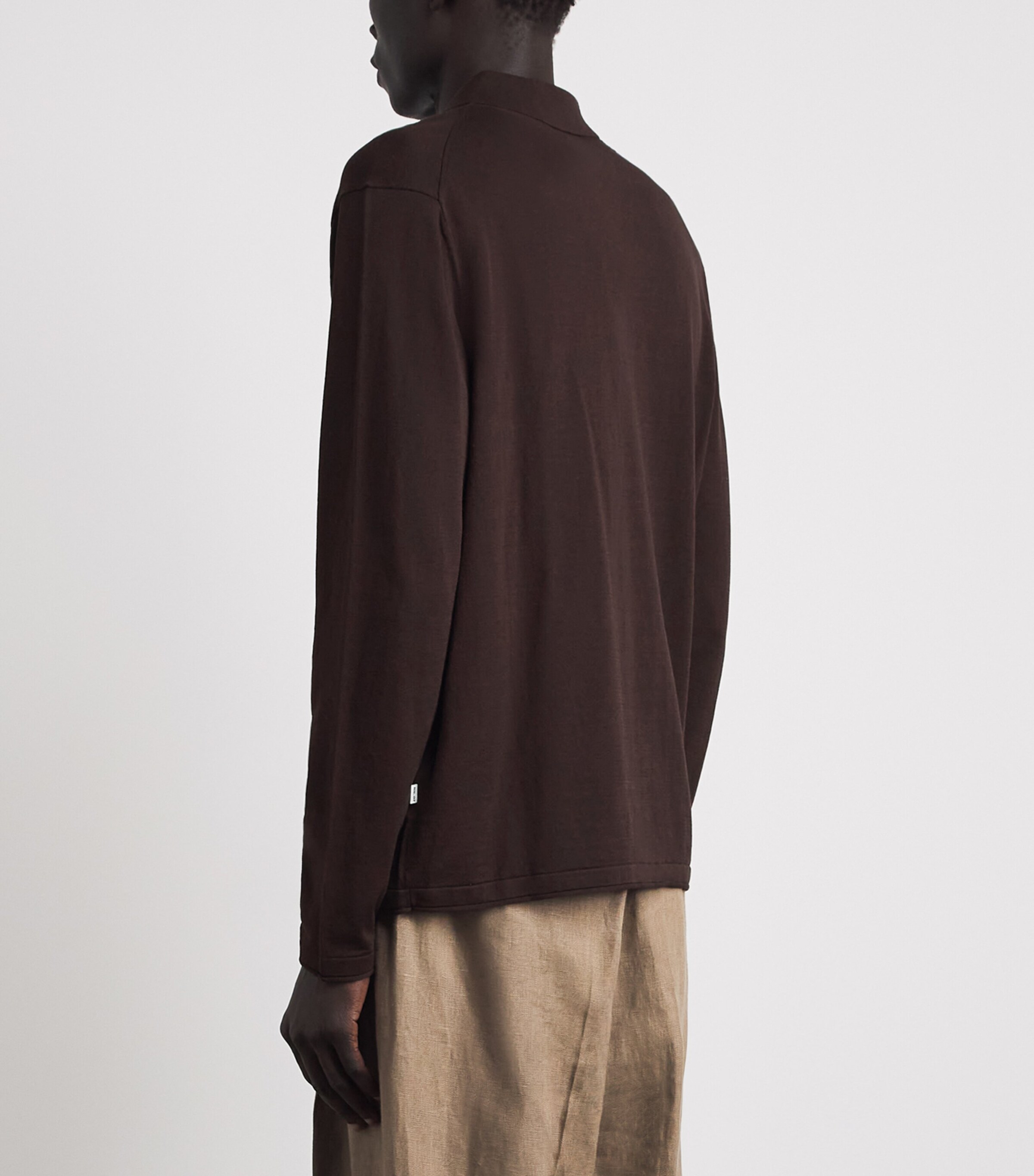 NN.07 Mens Organic Cotton-Silk Polo Sweater Dusky Port Image 5