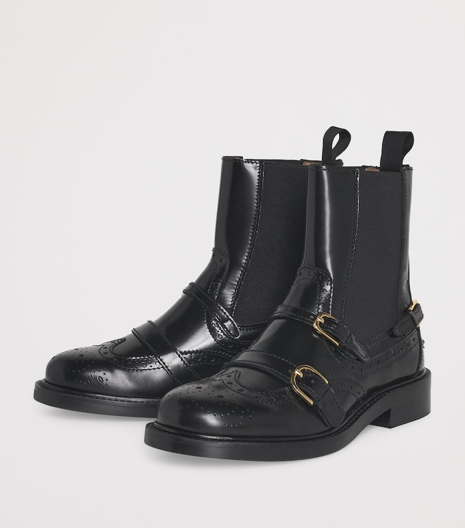 Leather Buckled Chelsea Boots BLACK Image 2
