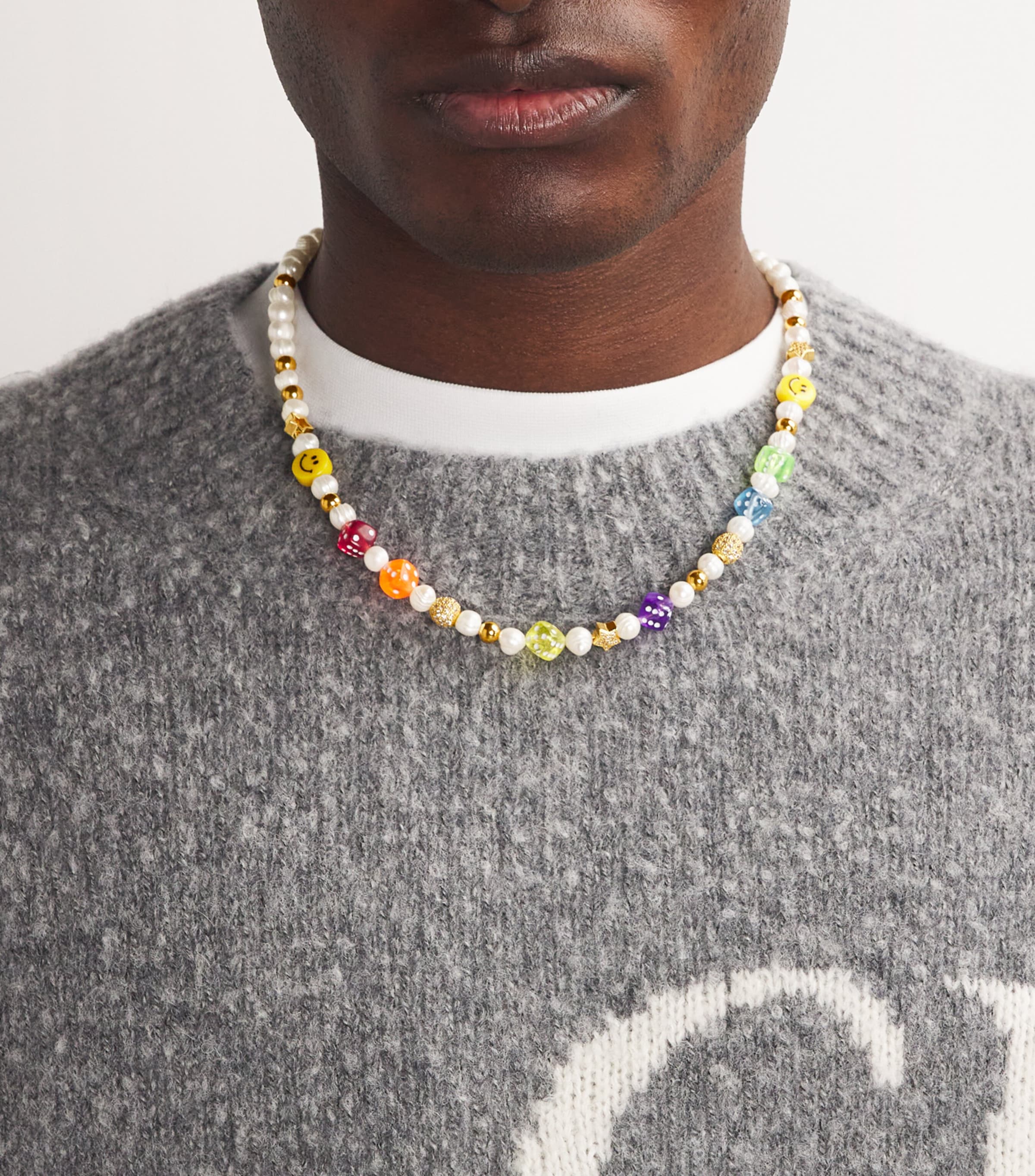 Nialaya Jewelry Pearl-Detail Pair of Dice Necklace White/multi Image 2