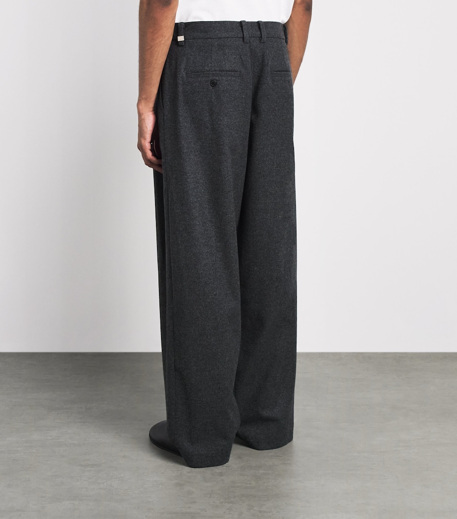 System Mens Wool-Blend Double-Pleated Trousers Black Grey Image 5