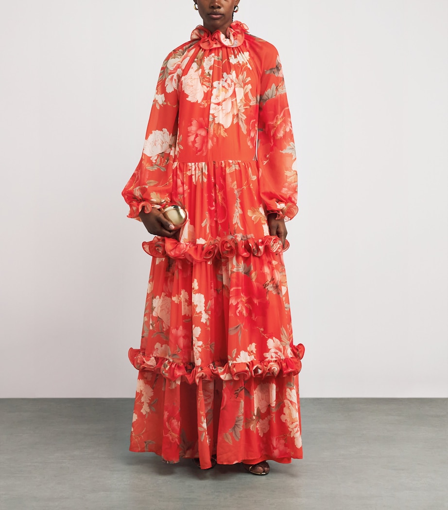 Leo Lin Floral Angela Maxi Dress - Orange - 10 Leo Lin Floral Angela Maxi Dress - Orange - 10