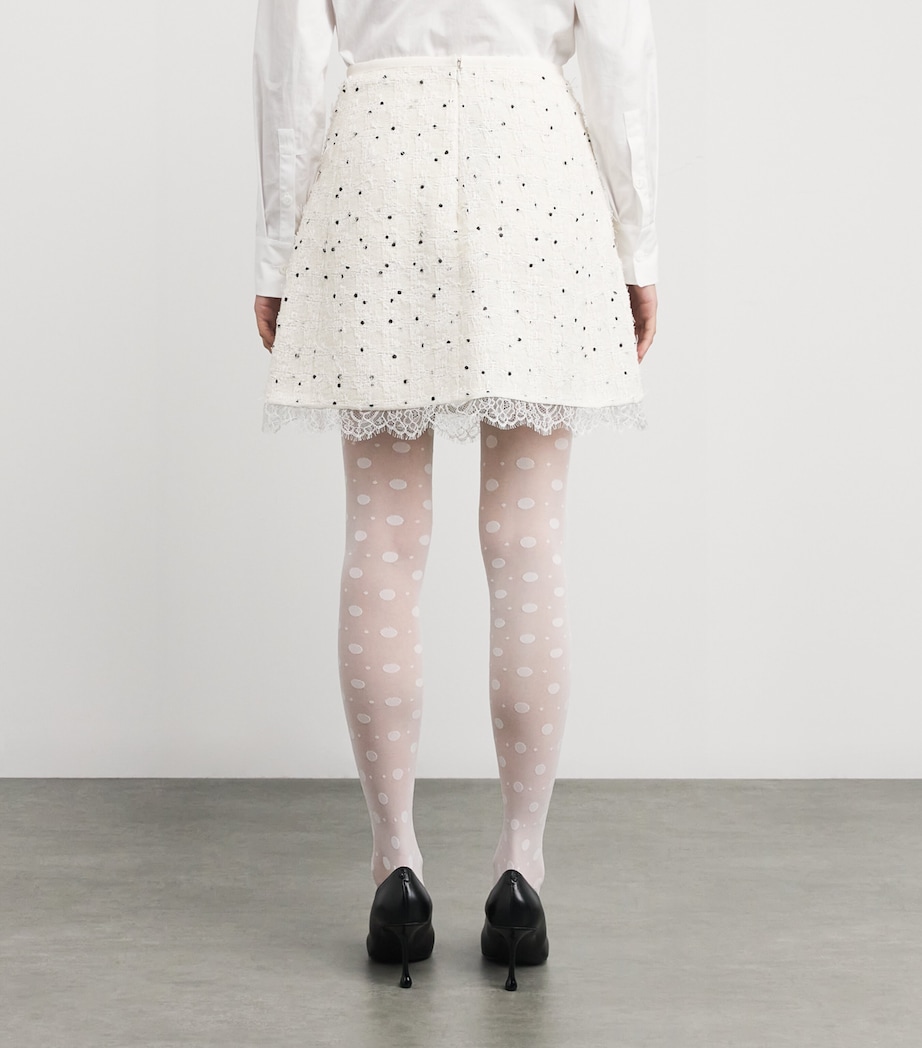 Cotton-Blend Polka Dot Mini Skirt M019 IVORY Image 4