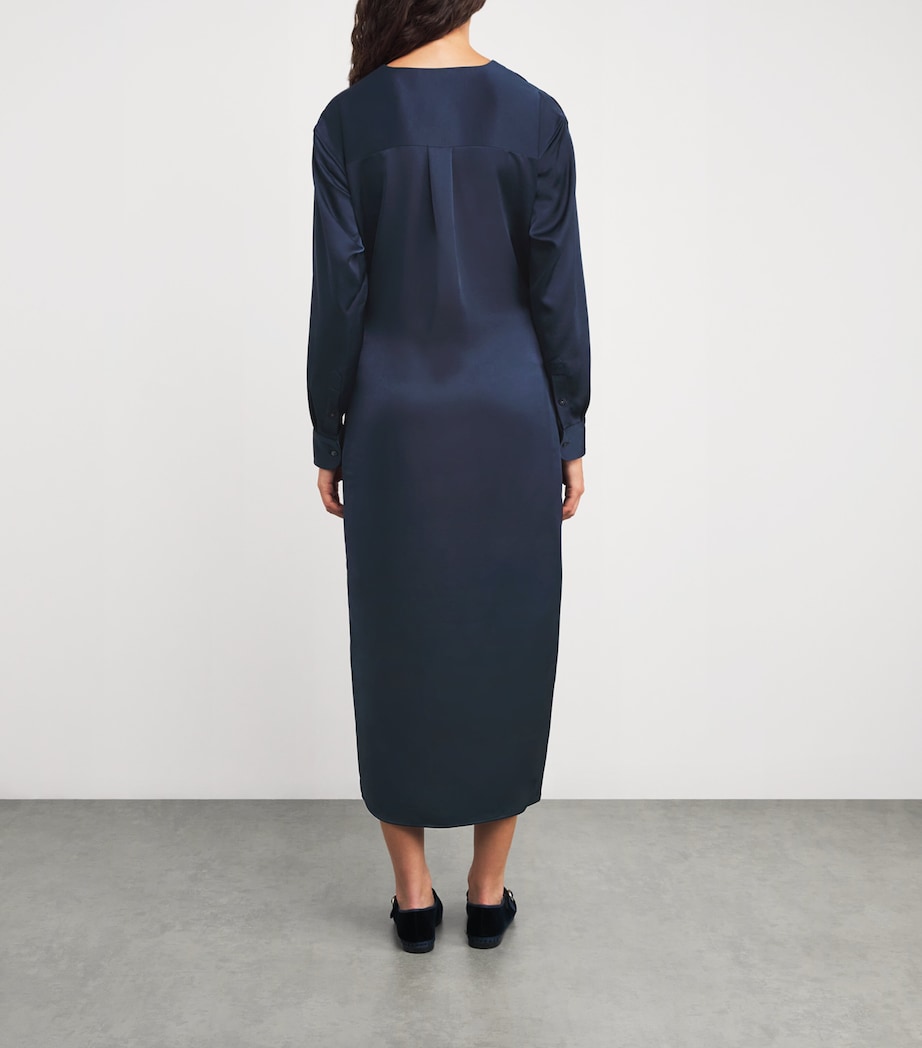 Satin Midi Shirt Dress NORFOLK BLUE Image 3