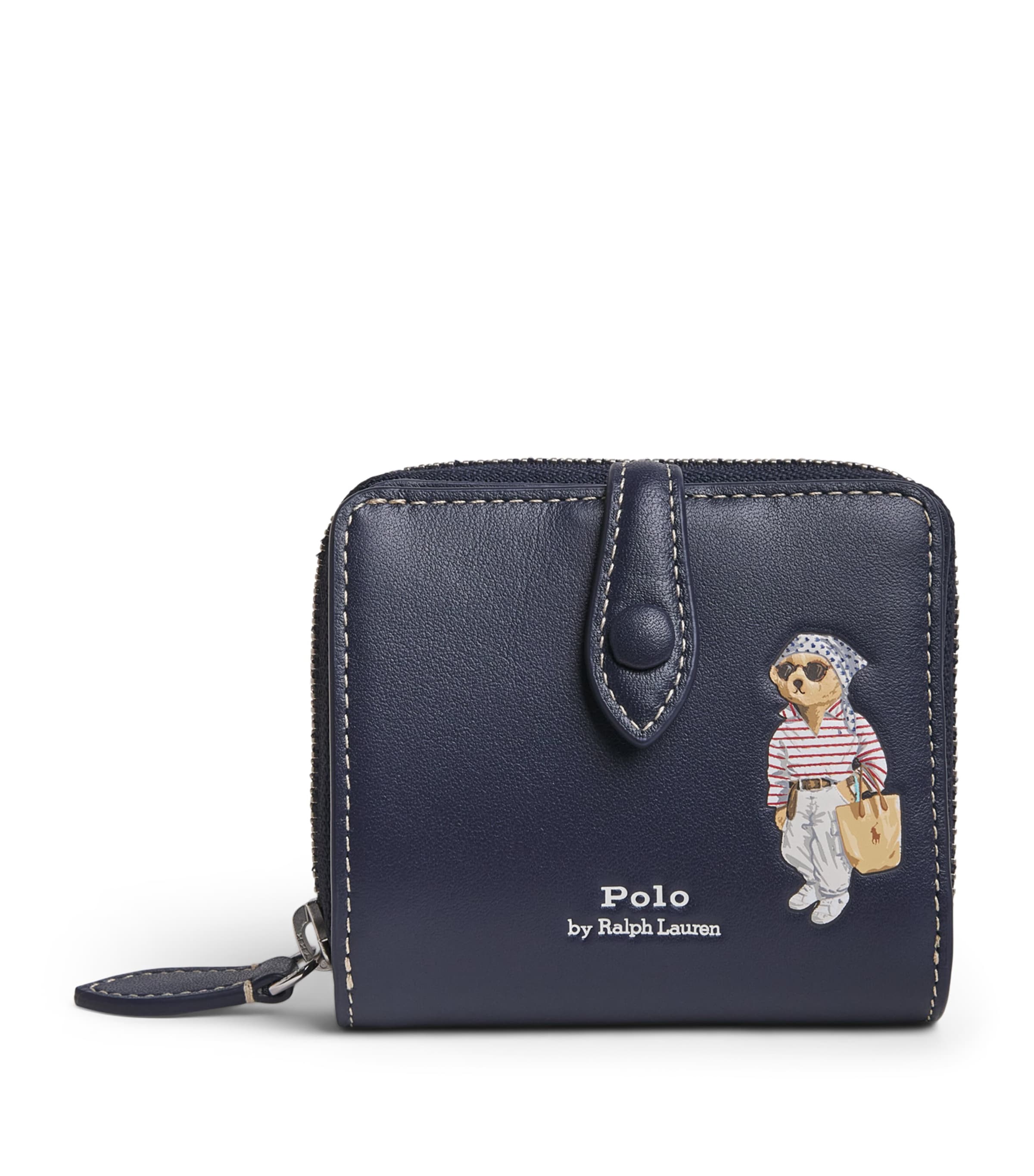 Polo Ralph Lauren Small Leather Polo Bear Wallet Newport Navy Image 1