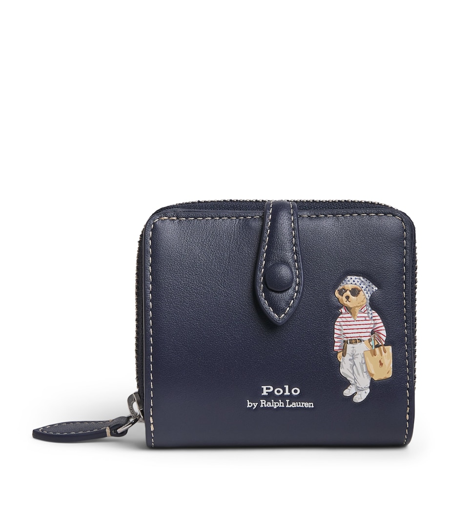 Polo Ralph Lauren Small Leather Polo Bear Wallet Newport Navy Image 1