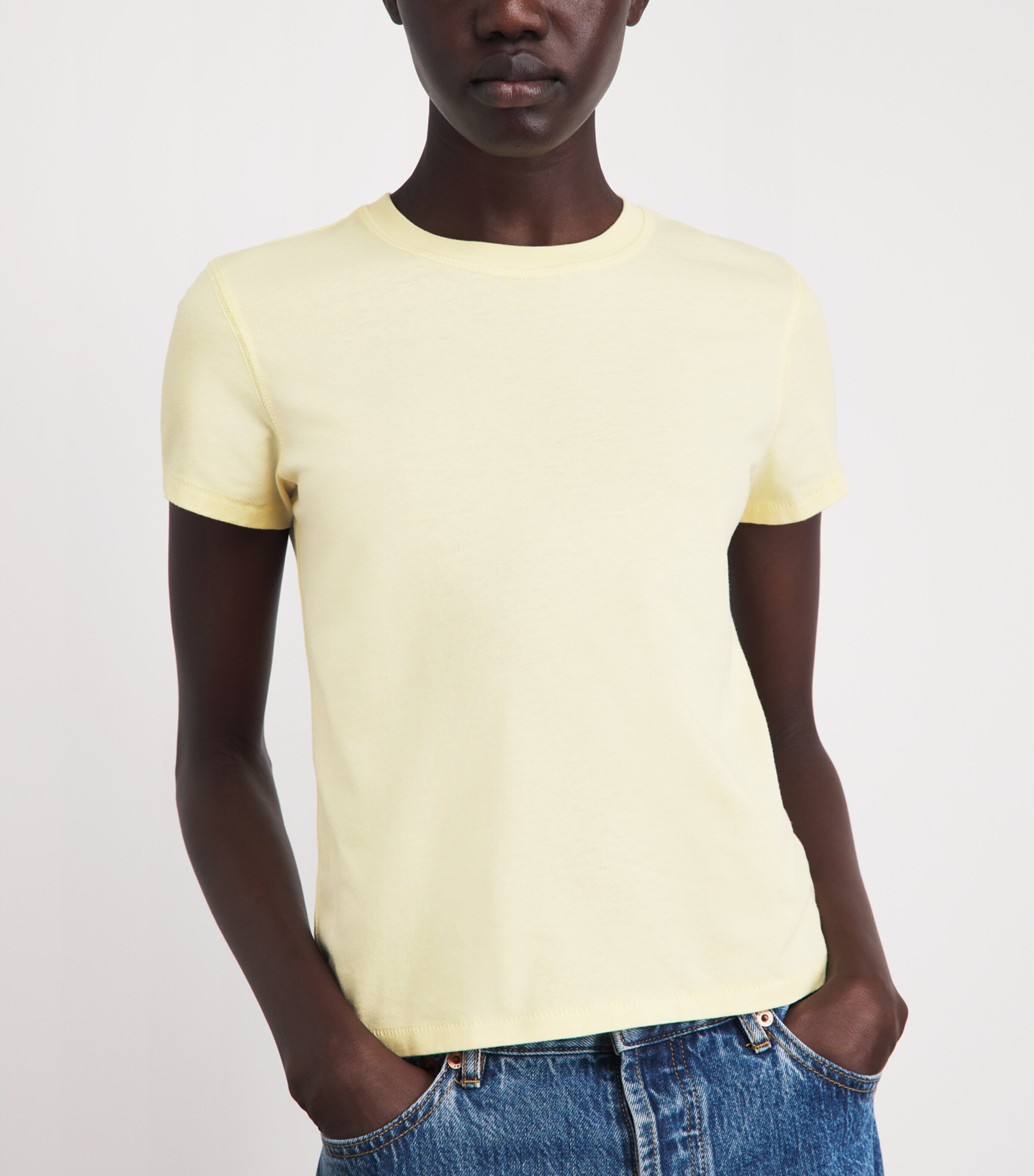 FRAME Womens Vintage The Baby Tee Lemon Image 3