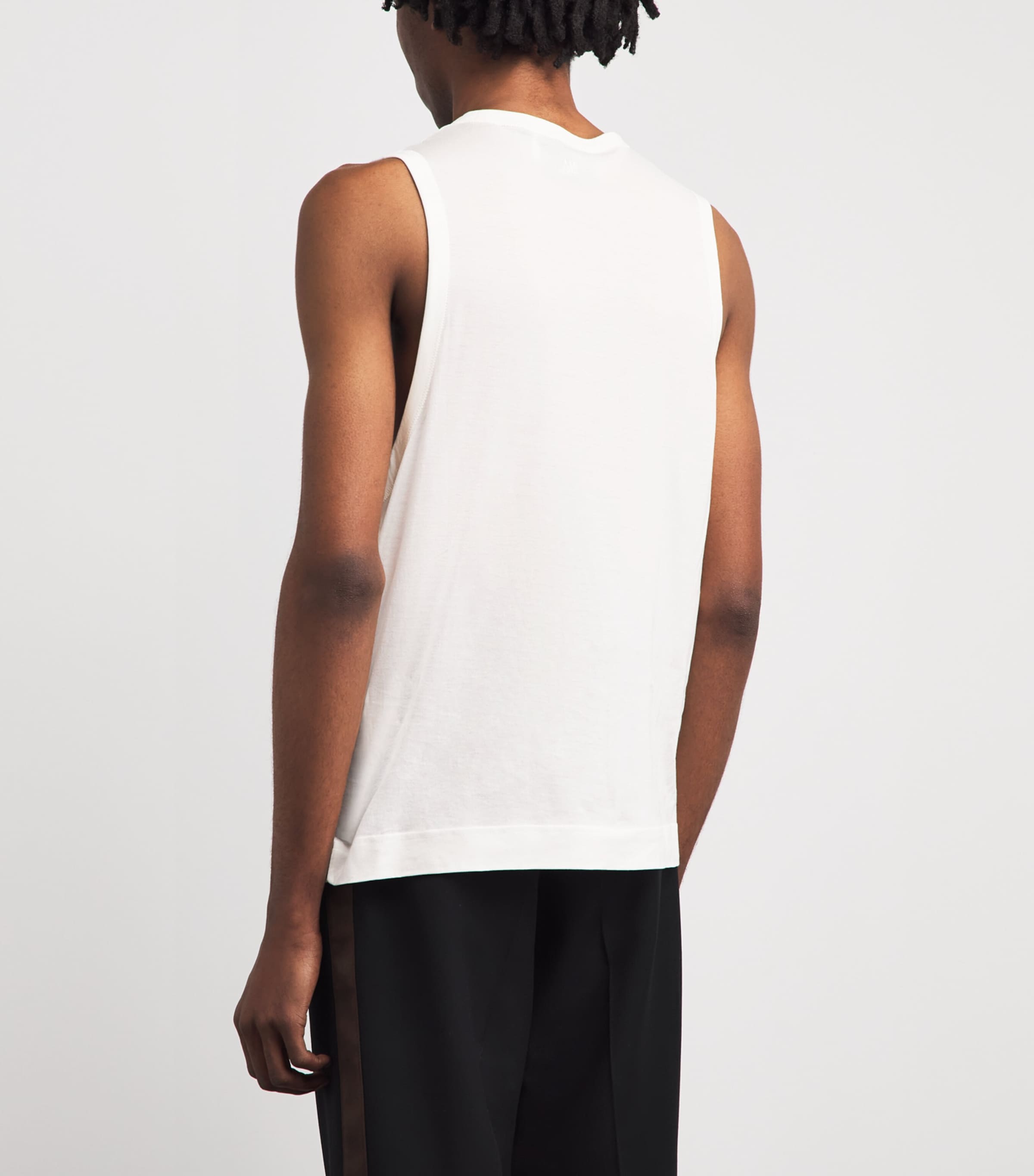 AMI Paris Mens Cotton Ami de Coeur Tank Top Blanc Creme Image 5