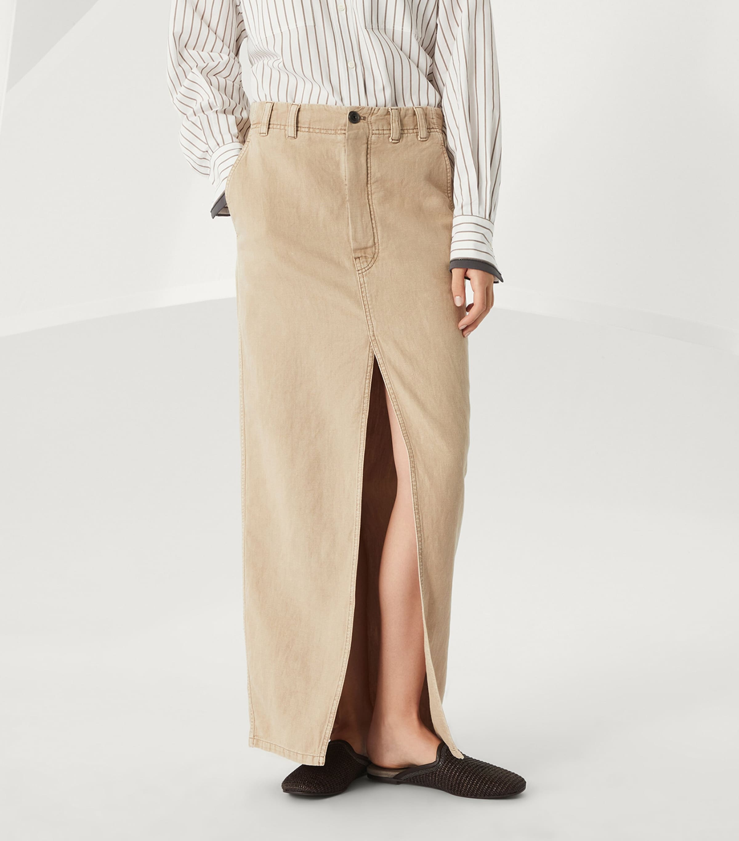 【送料&関税込】Brunello Cucinelli Beige Skirt Monili pleated cotton mini skirt in beige - Brunello