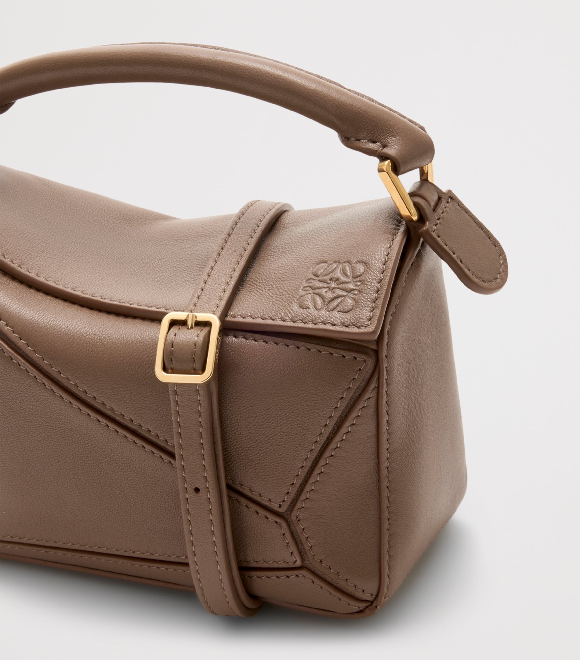 Mini Leather Puzzle Top-Handle Bag TAUPE Image 11