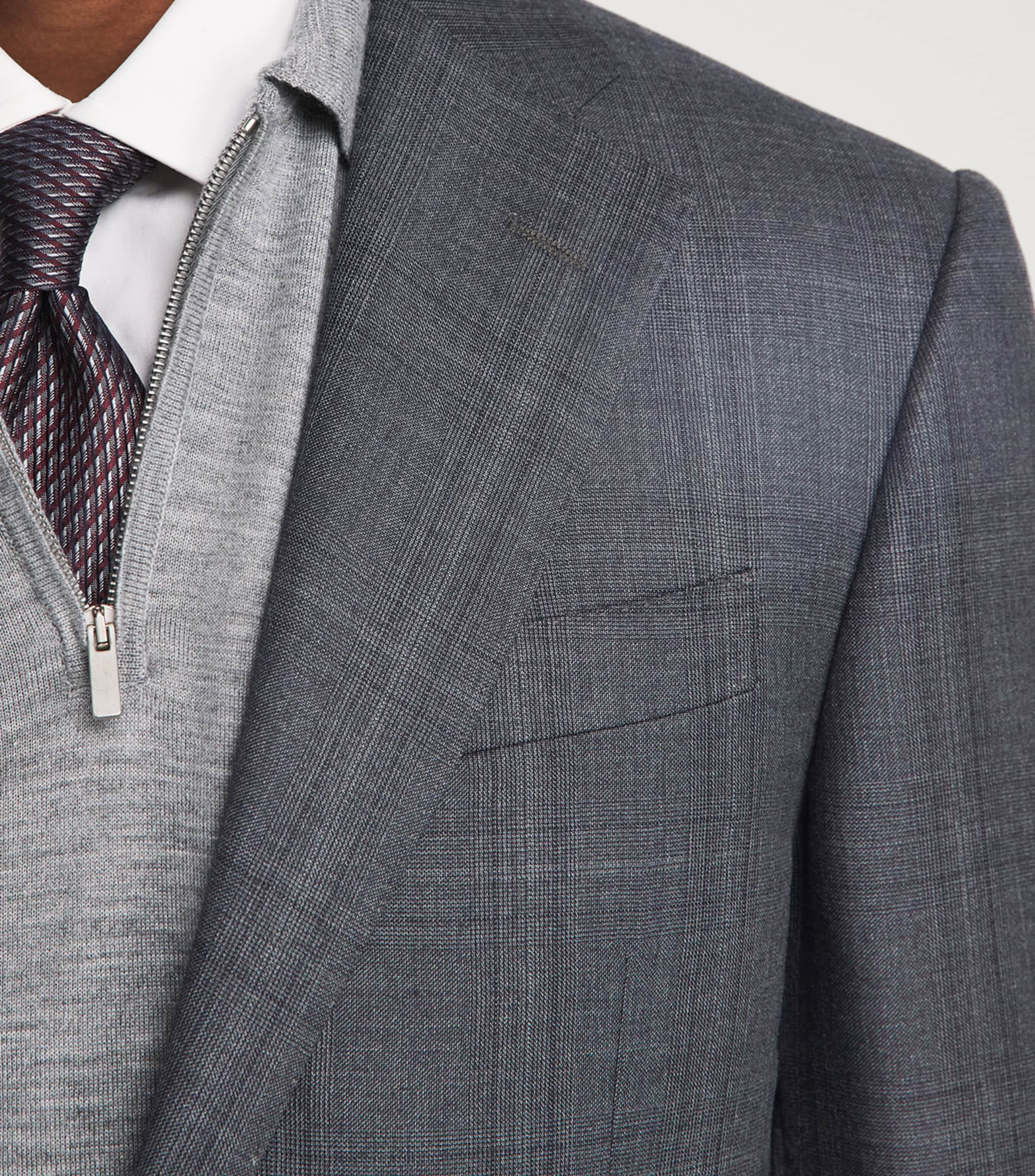 Corneliani Mens Wool 2-Piece Suit Gry Melange Drk Image 3