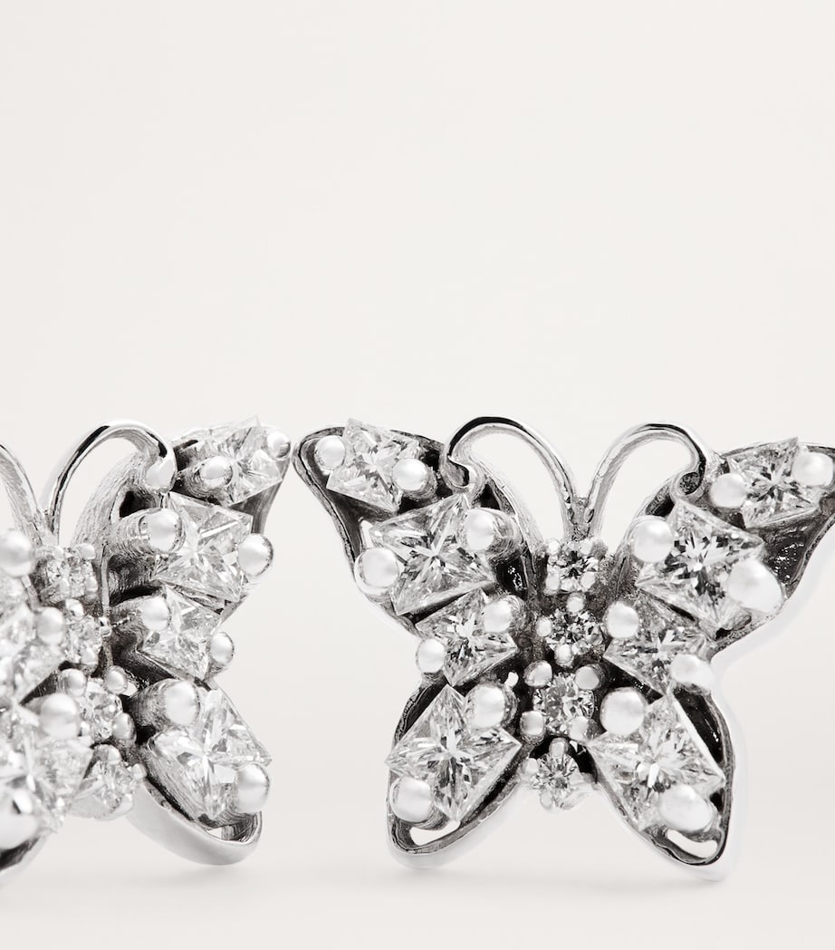 Suzanne Kalan White Gold and Diamond Princess Mini Butterfly Stud Earrings Wg/wd Image 6