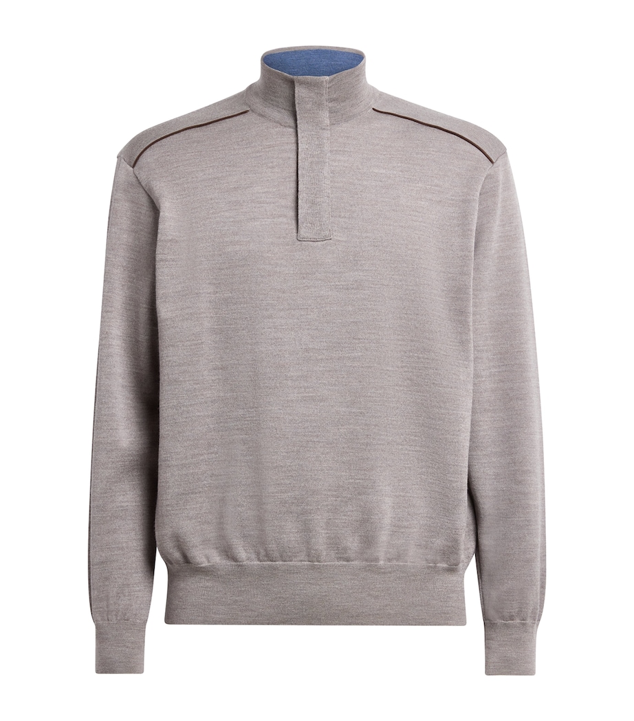 Paul & Shark Mens Virgin Wool Quarter-Zip Sweater Beige Image 1