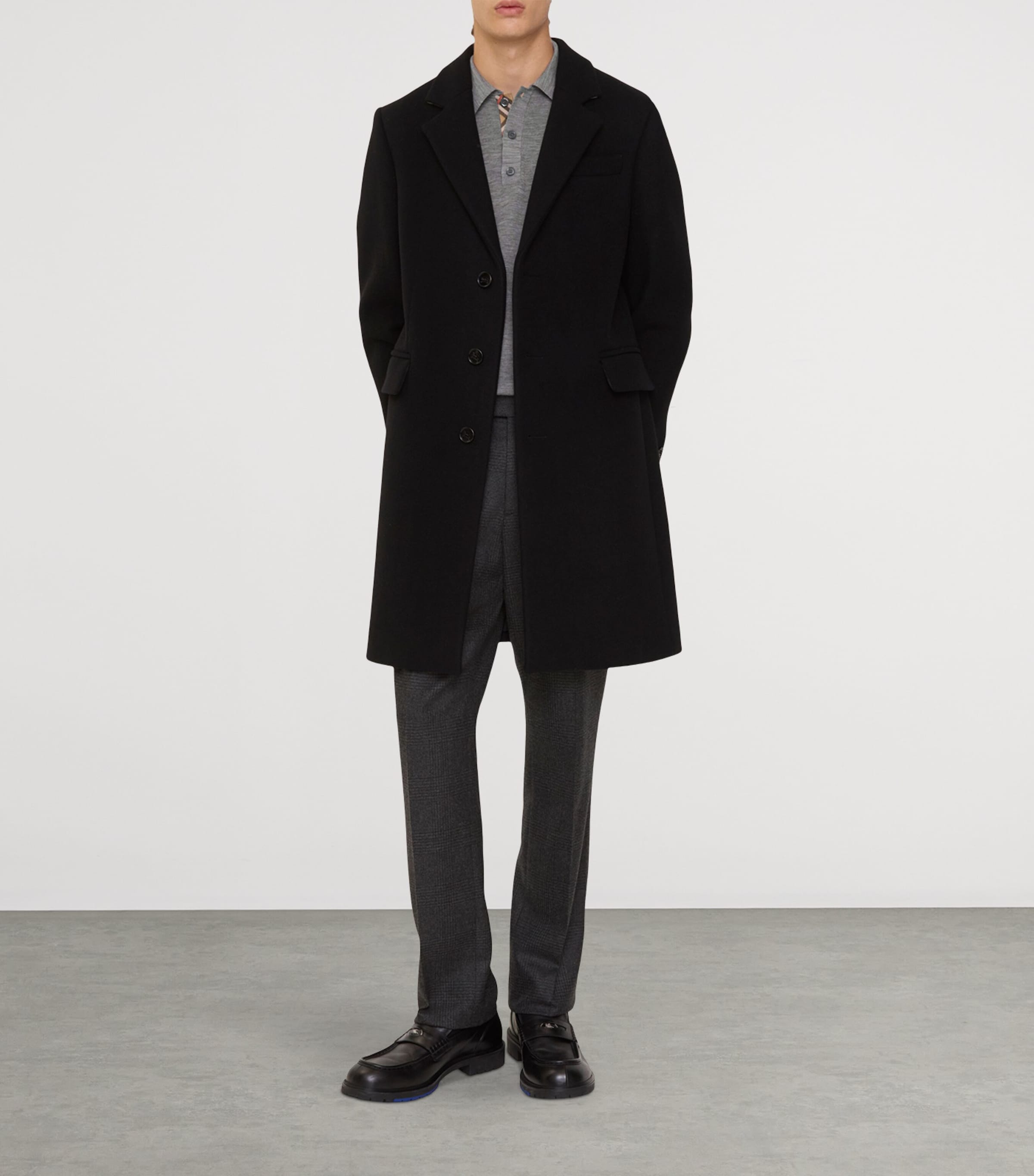 Burberry Mens Wool Tailored Coat Black Image 2