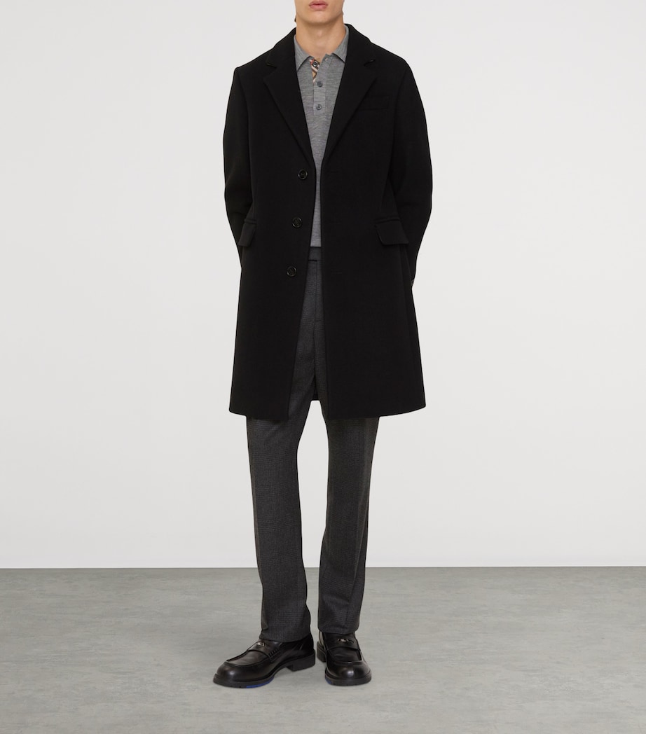 Burberry Mens Wool Tailored Coat Black Image 2