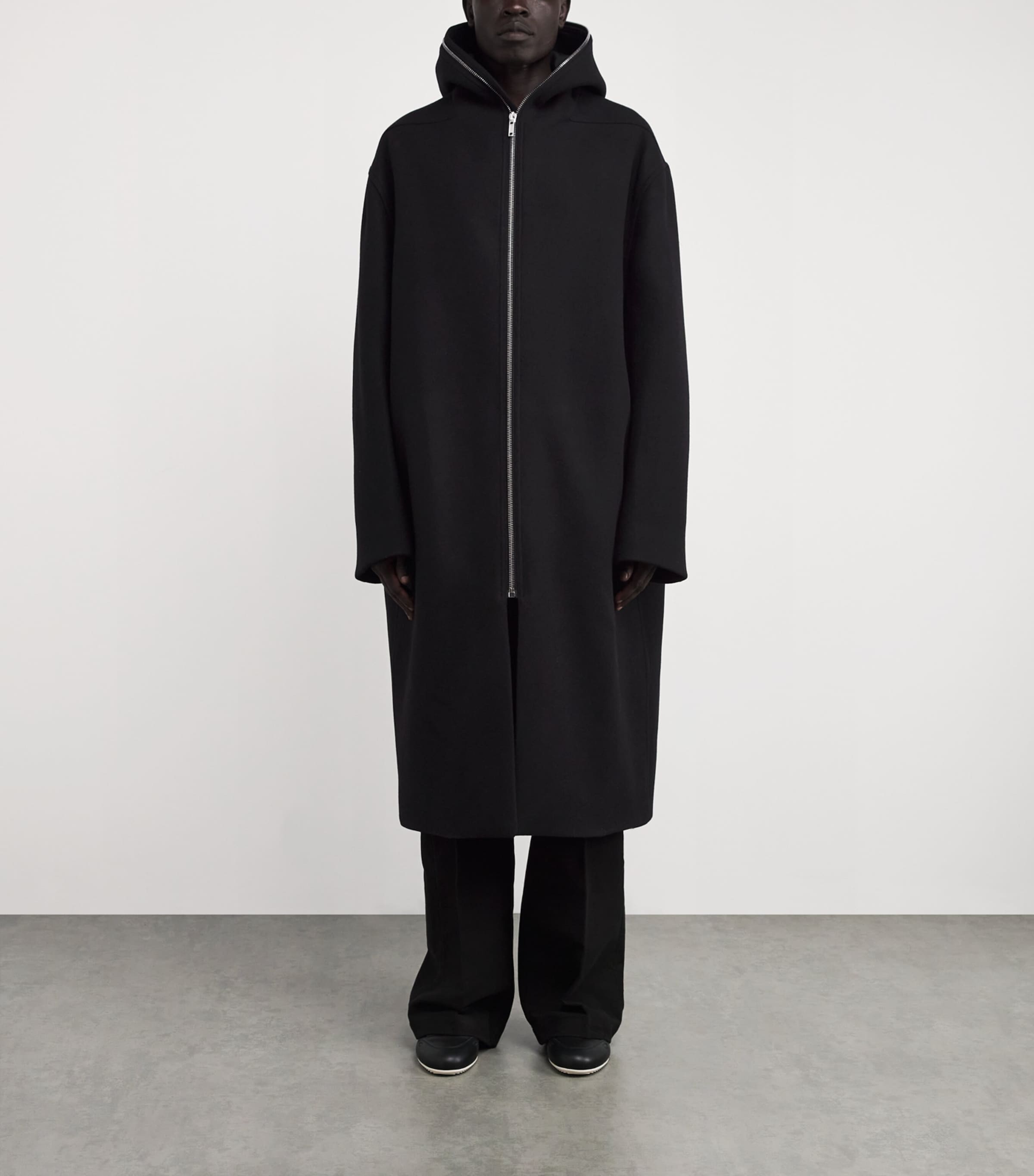 Rick Owens Black Oversized Wool Coat | Harrods UK