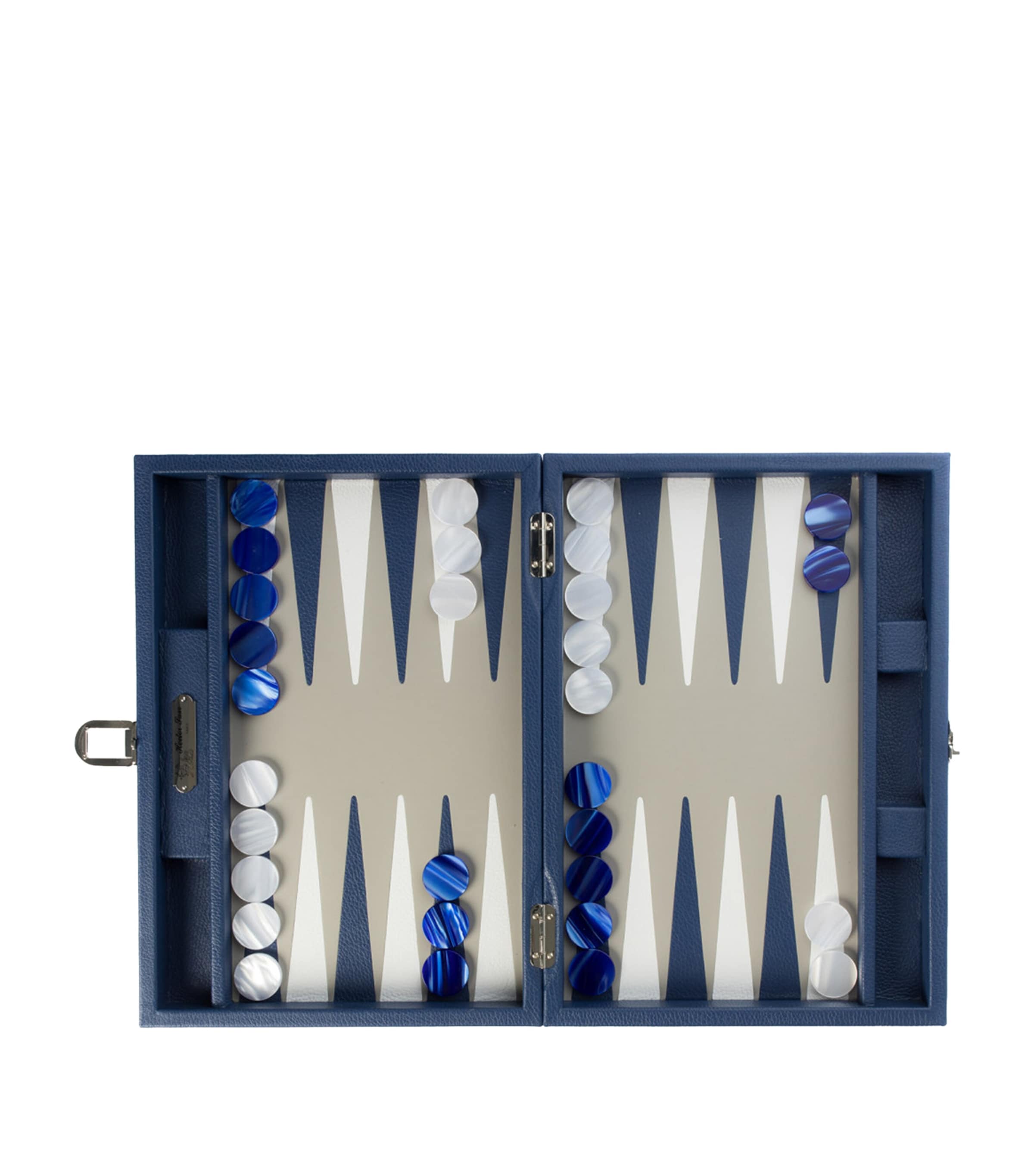Leather Backgammon Set FRENCH BLUE Image 5
