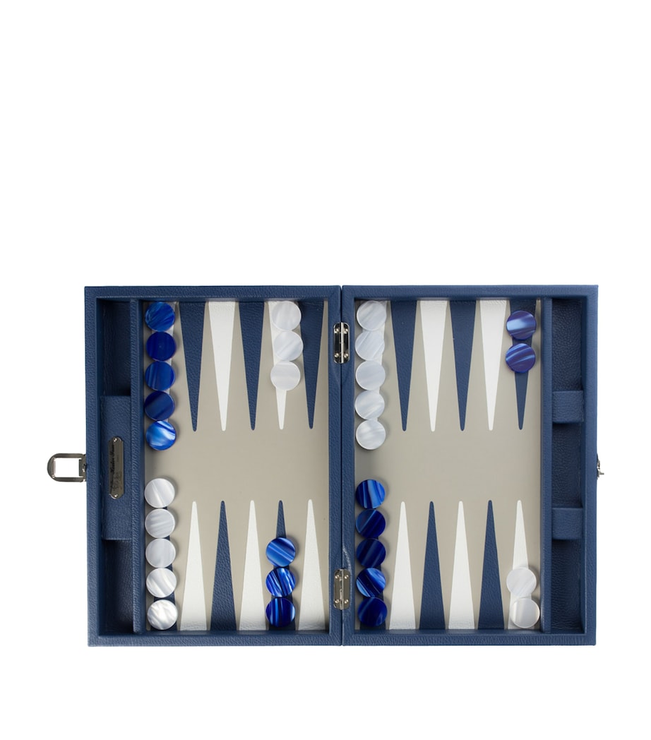 Leather Backgammon Set FRENCH BLUE Image 5