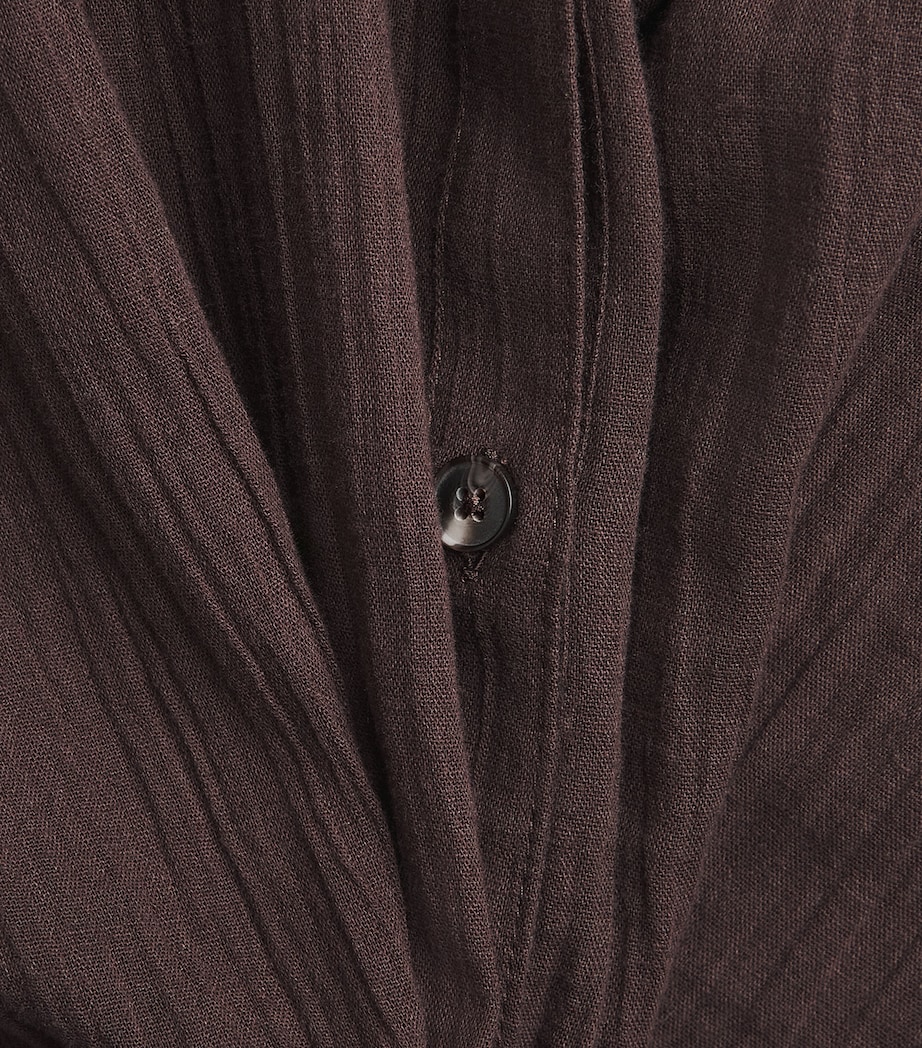 ME+EM Womens Cotton Tie-Front Beach Shirt Cocoa Brown Image 6