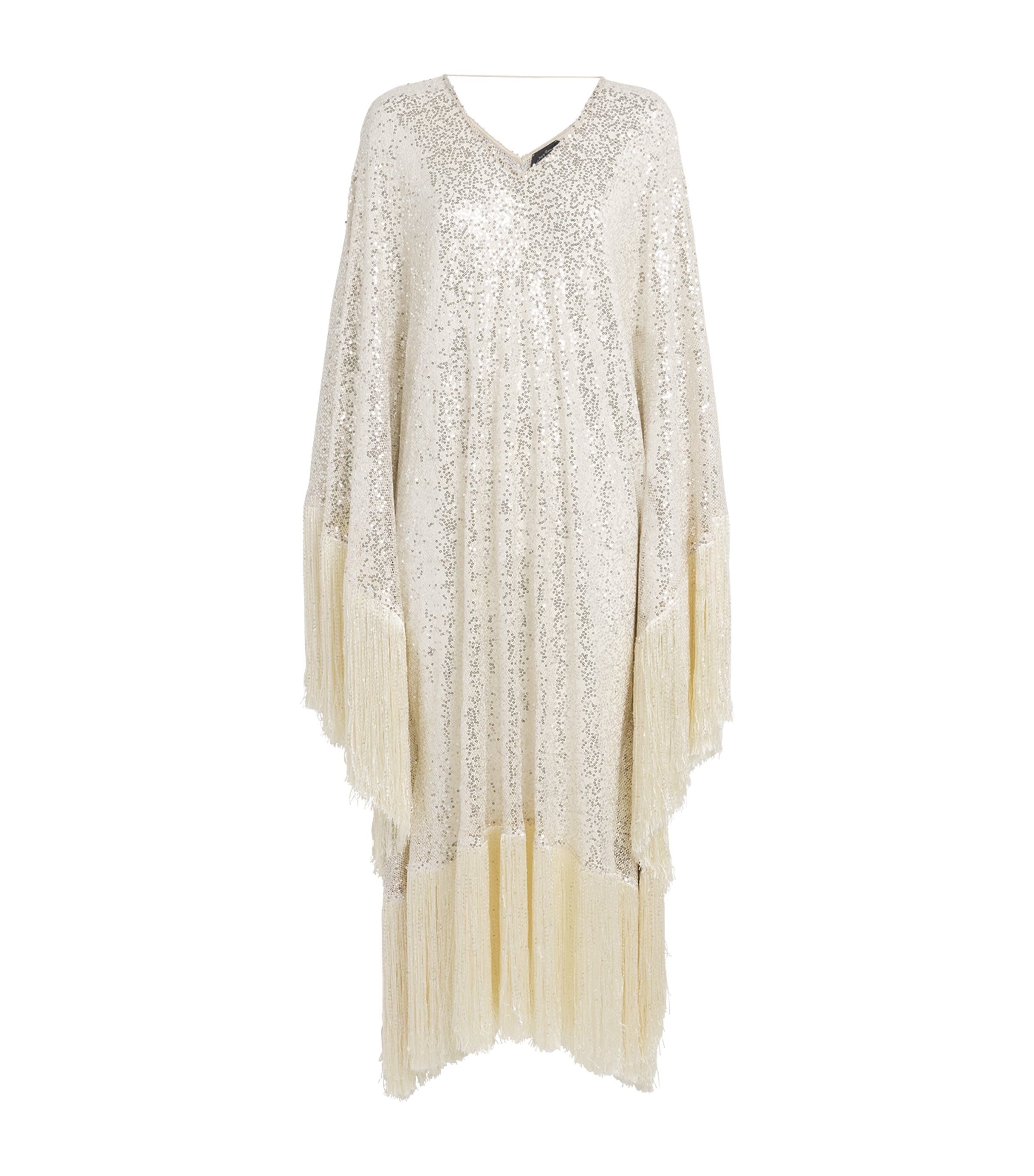Fringe-Trim Sequinned Kaftan CHAMPAGNE Image 1