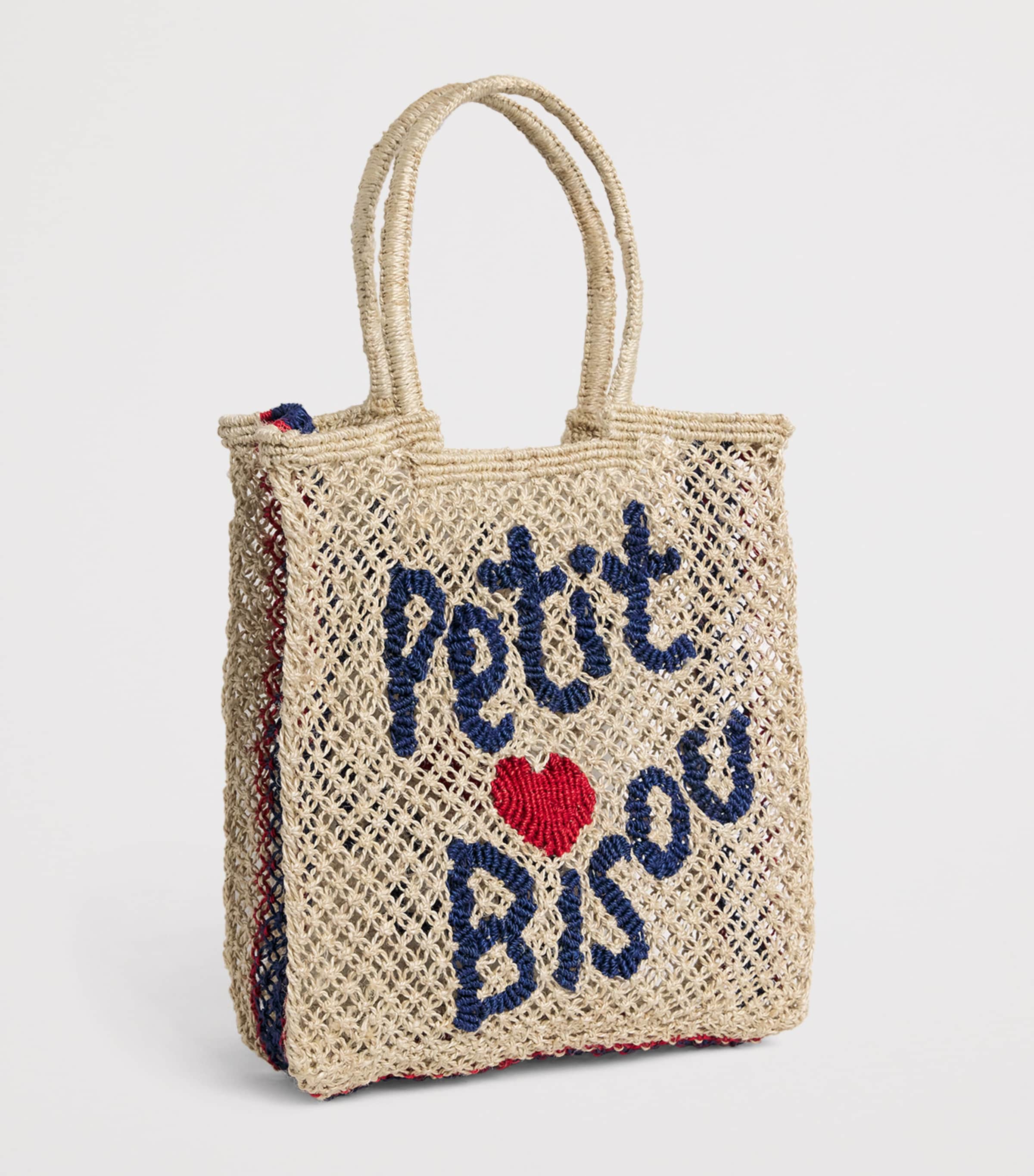 the Jacksons Jute Petit Bisou Lottie Tote Bag Natural Indigo Red Image 3