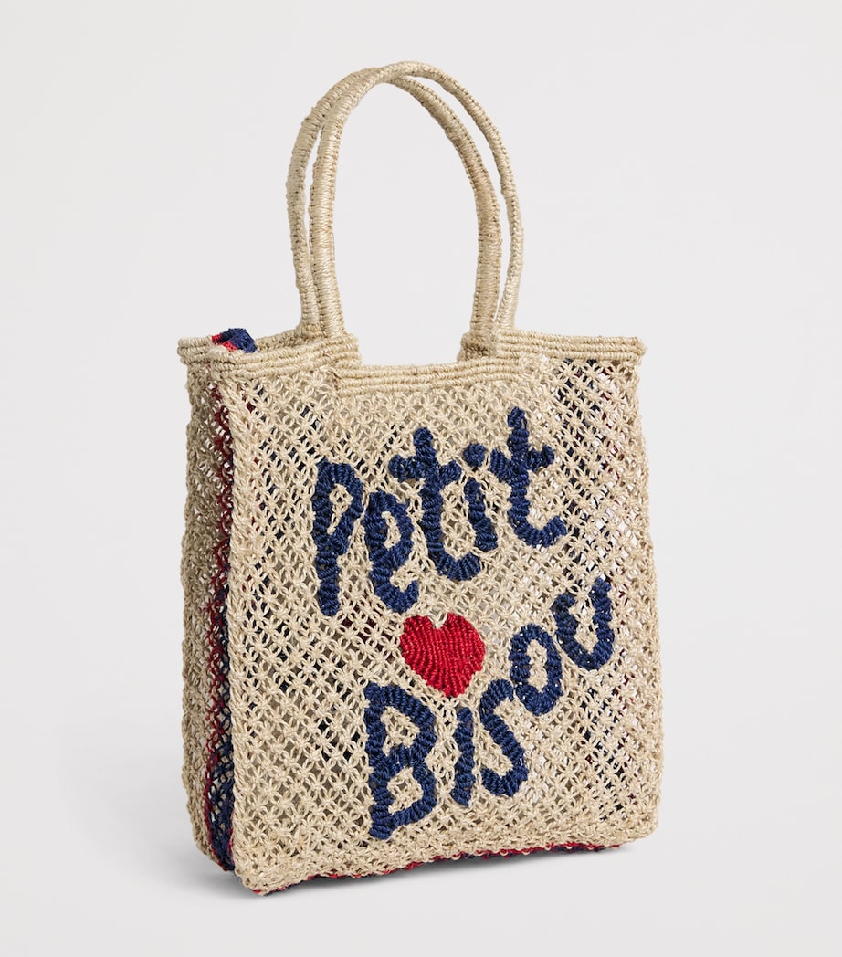 the Jacksons Jute Petit Bisou Lottie Tote Bag Natural Indigo Red Image 3