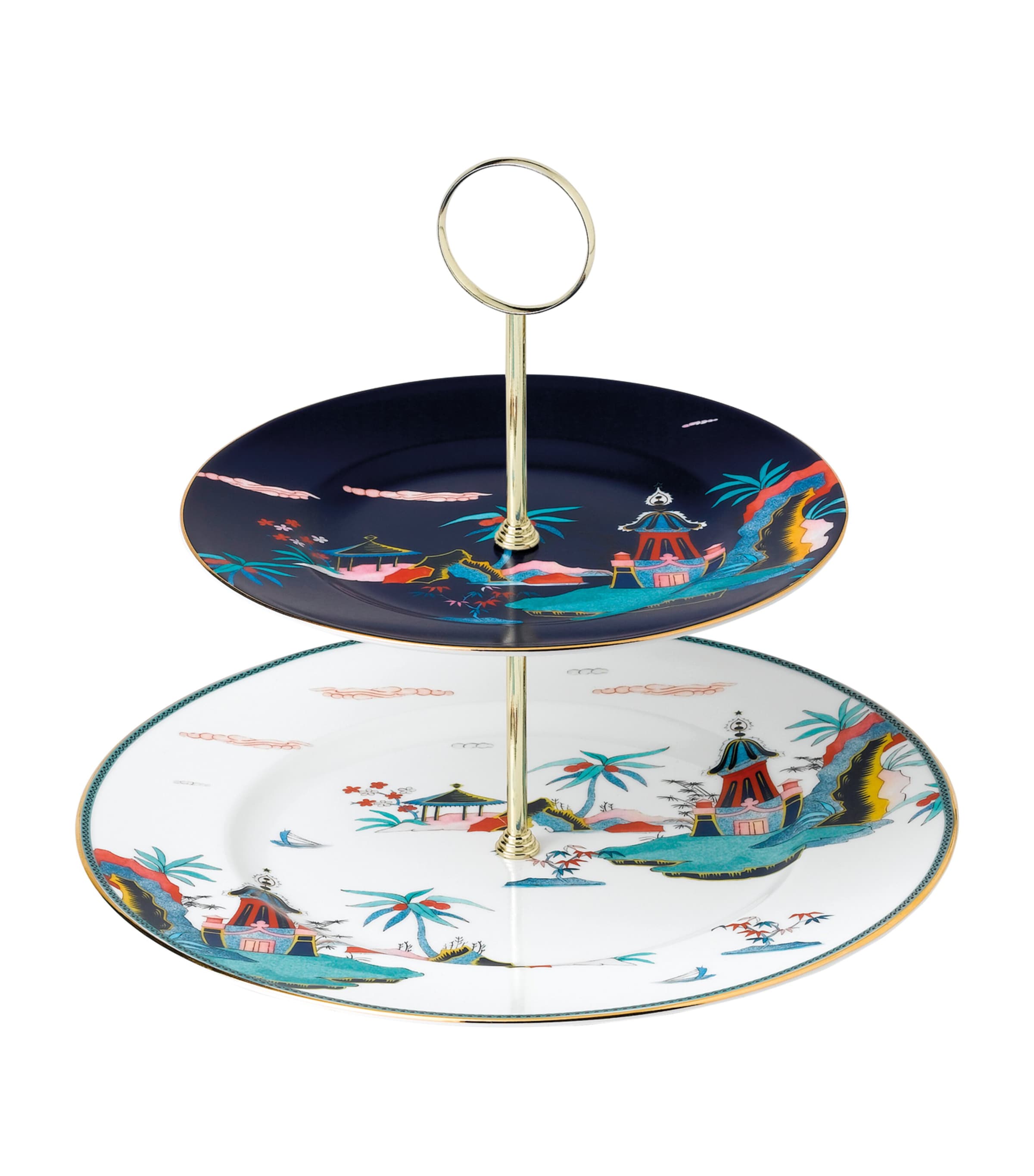 Wedgwood Wonderlust Floral Bone China Two-tier Cake Stand