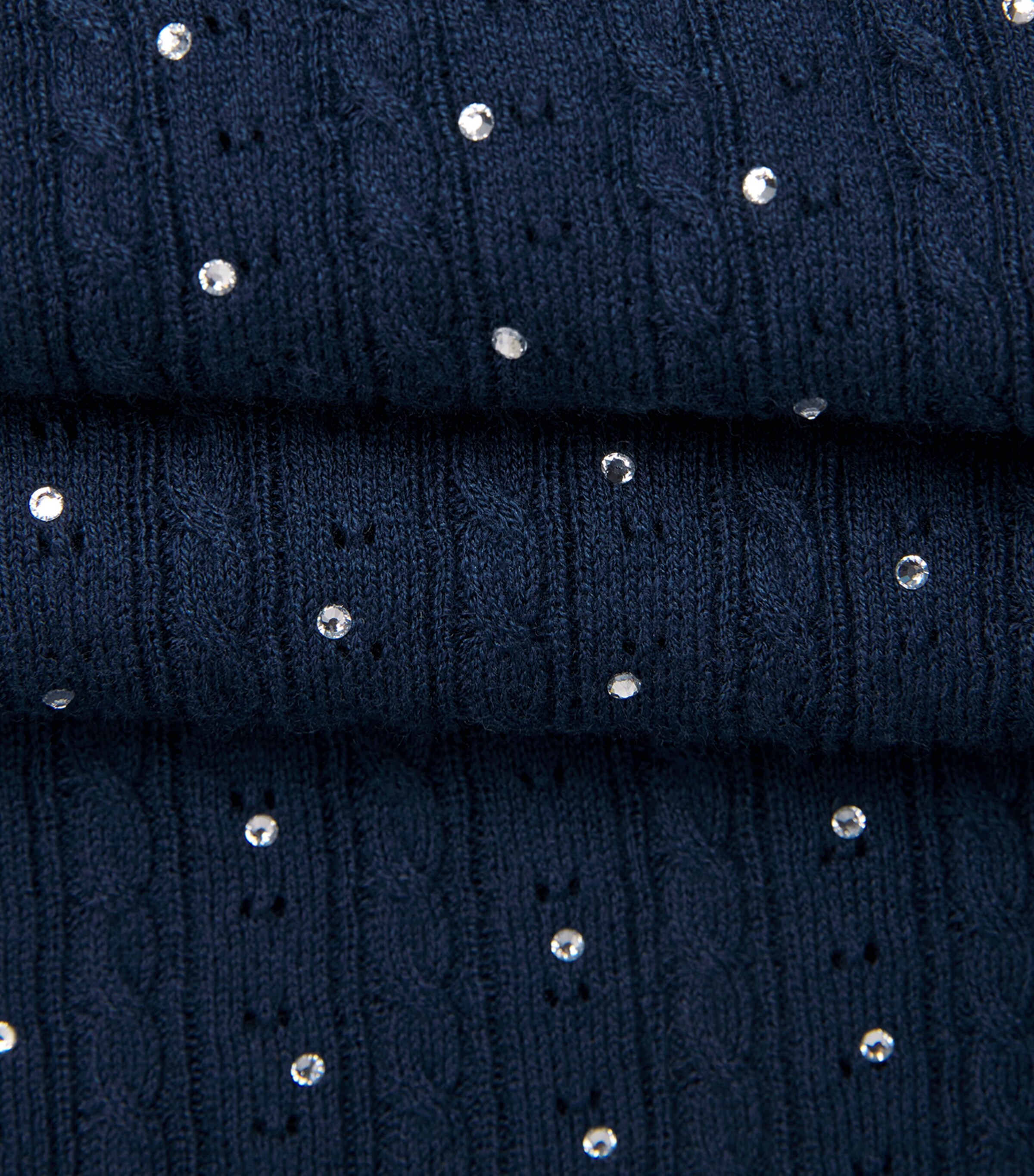 Maje Womens Cotton-Blend Rhinestone Sweater Navy Image 6