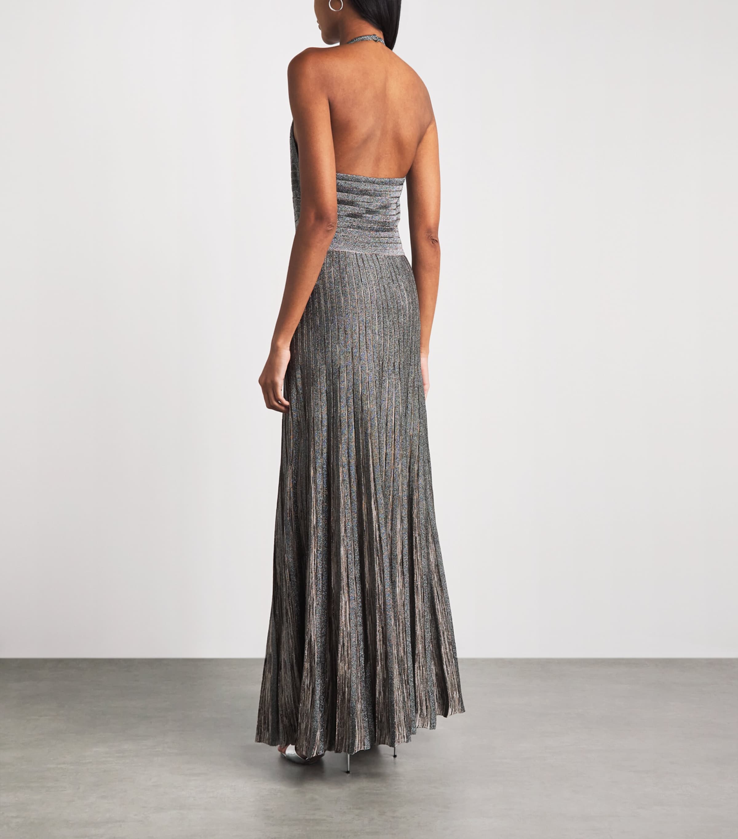 Missoni Womens Lamé Open-Back Maxi Dress Beige Tones Image 4