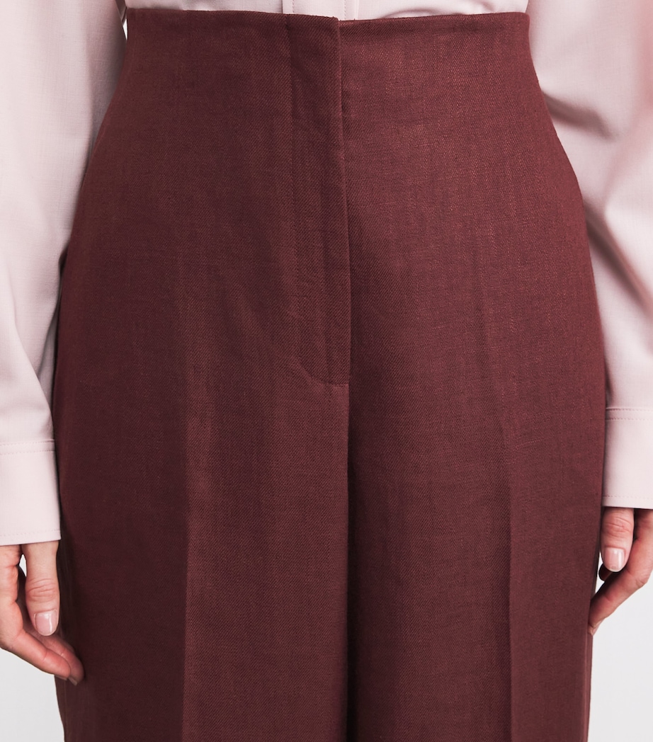 Lafayette 148 Womens Linen Thames Wide-Leg Trousers Rosewood Image 6