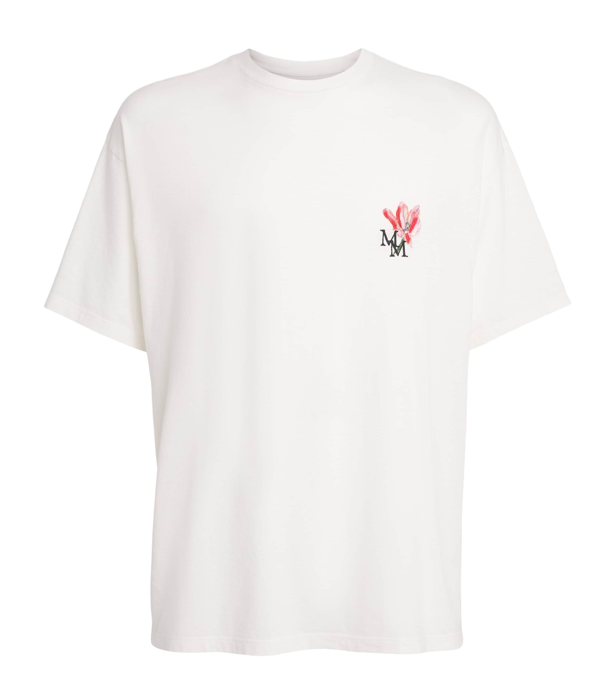 Maison Margiela Mens Cotton Embroidered Logo T-Shirt Off White Image 1